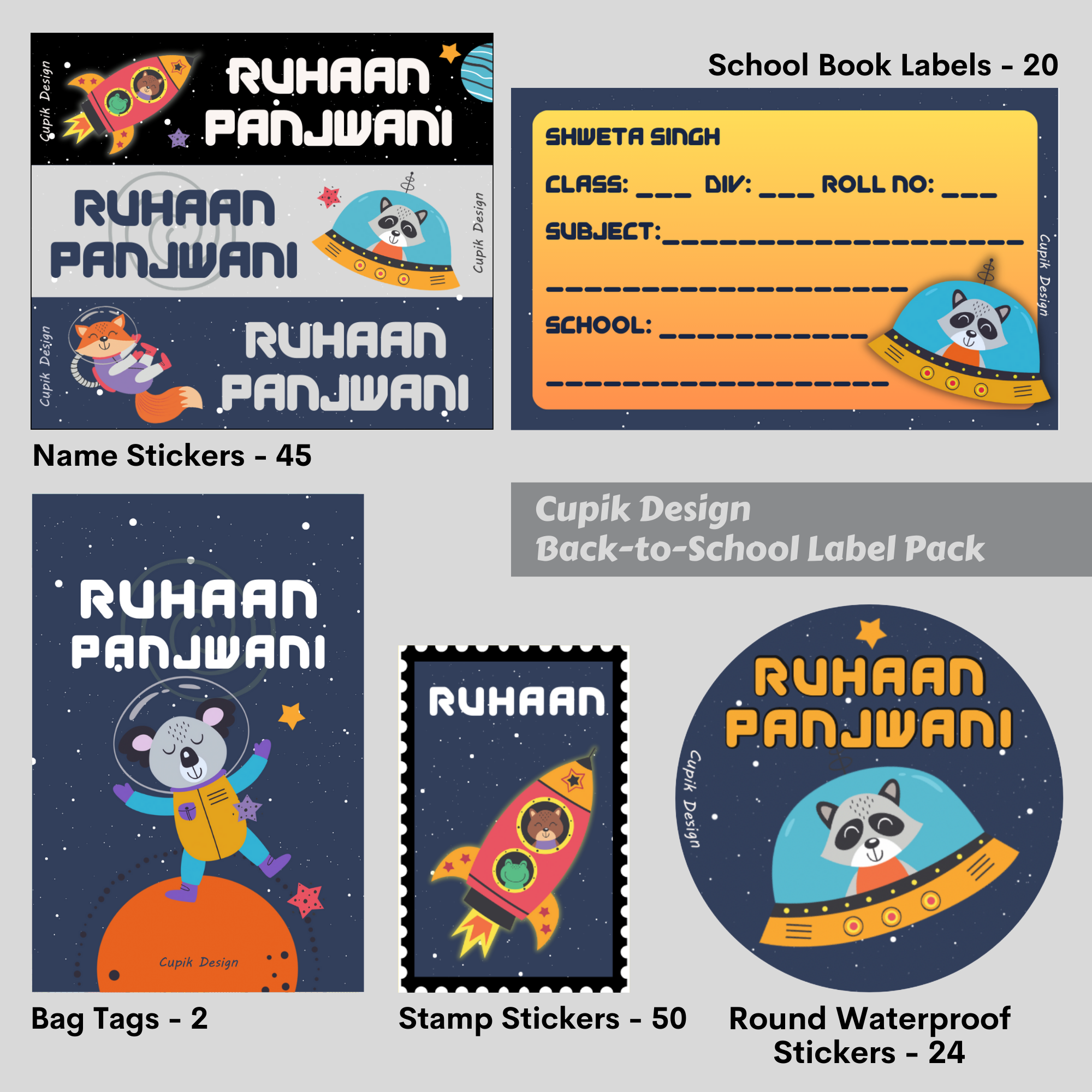 Astro Animals - Back to School Label Pack