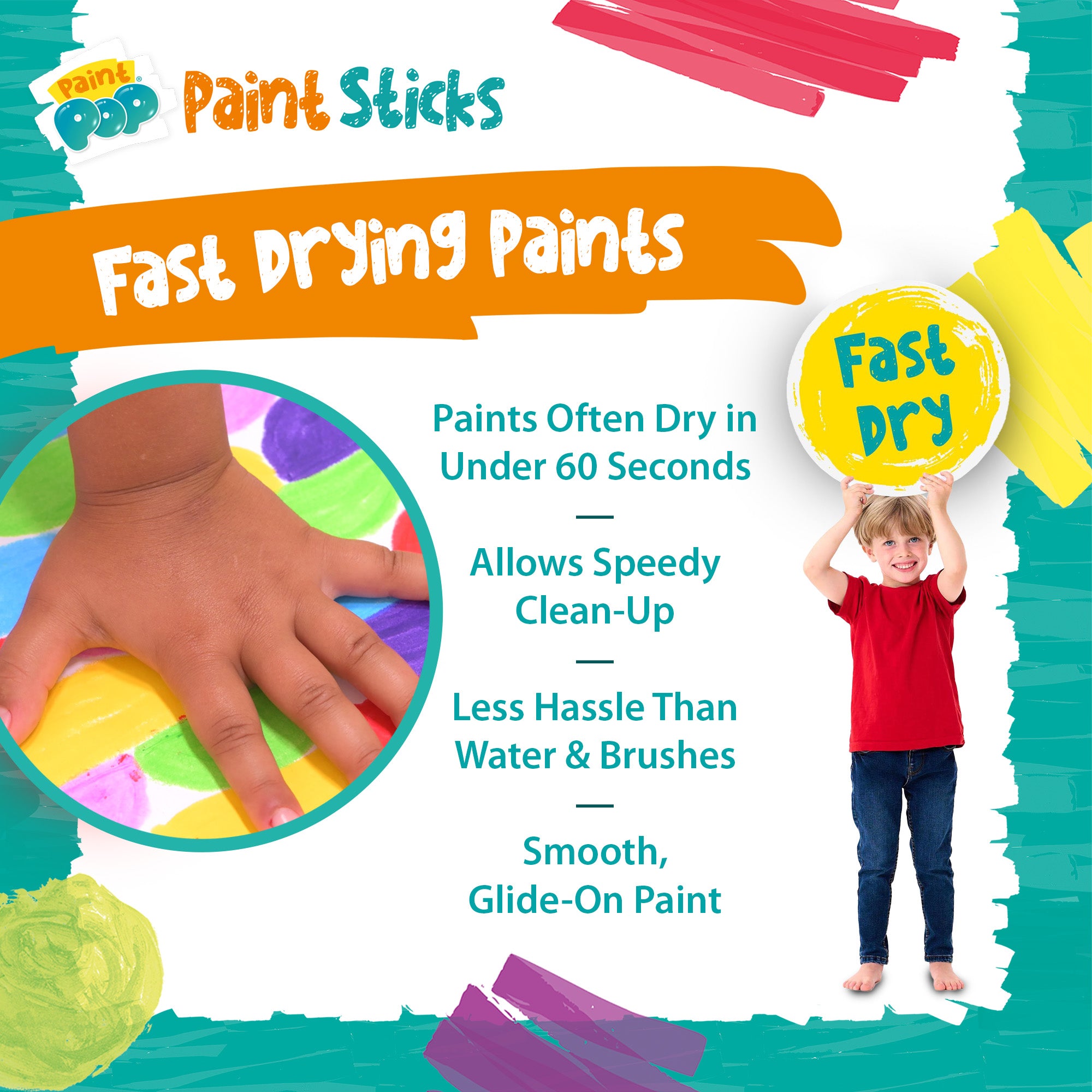 Paint Pop 20 Pack Fun Tub Quick Dry Paint Sticks