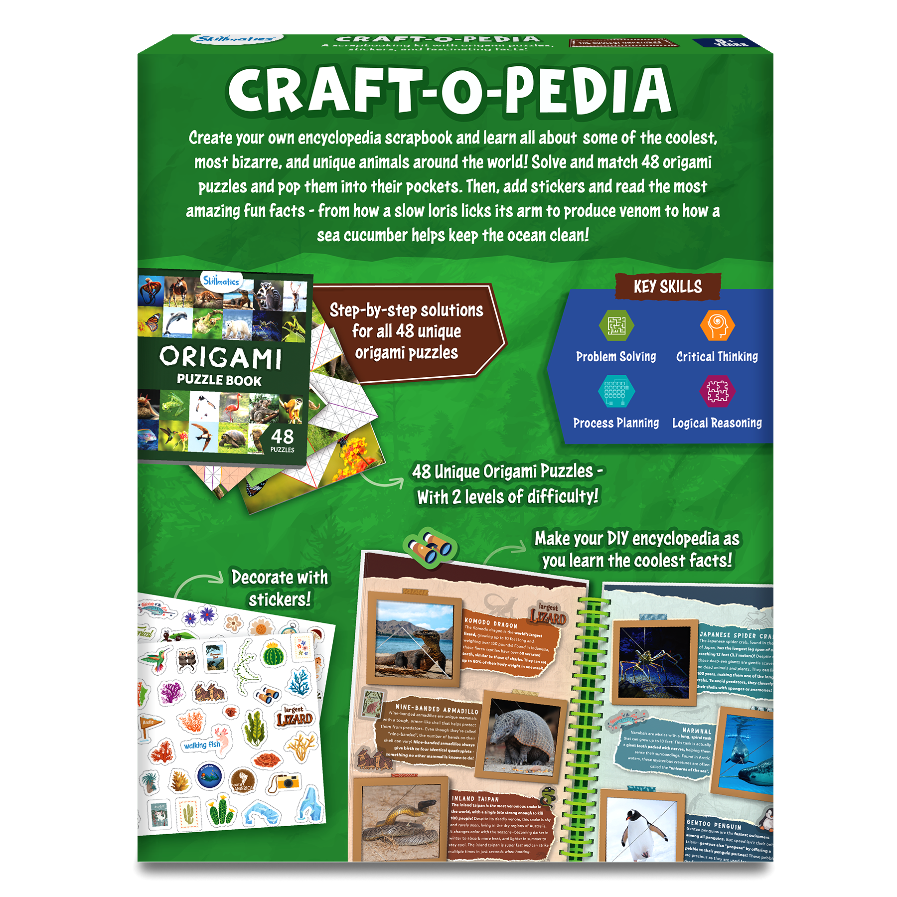 Skillmatics Origami Puzzle Book & Encyclopedia Scrapbook - DIY Craft & Activity Kit, Educational Toy with 48 Animal Puzzles, Fun Learning for Kids Ages 6, 7, 8, 9, 10 & Up