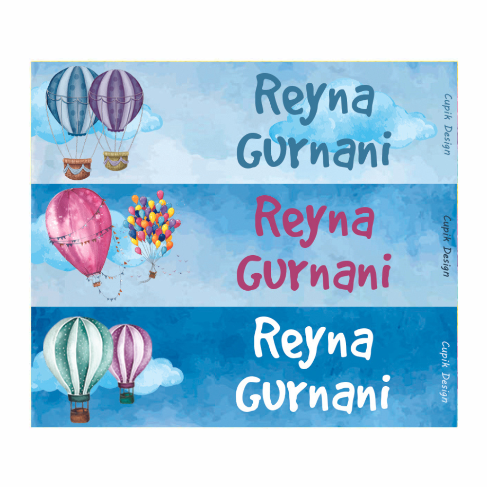 Hot Air Balloons Name Stickers