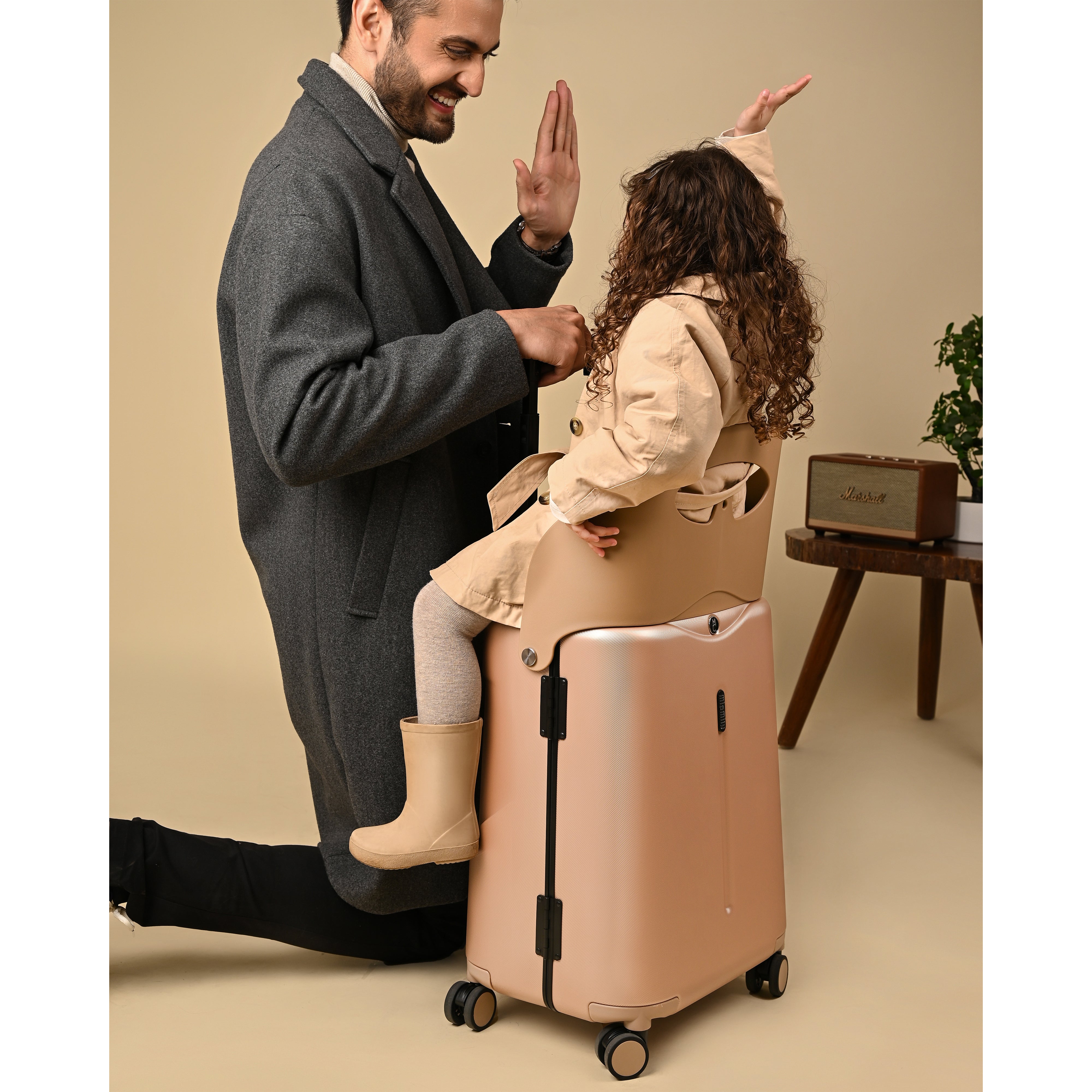 Miamily Champagne Gold Ride on Trolley Carry-on Luggage 18 inches