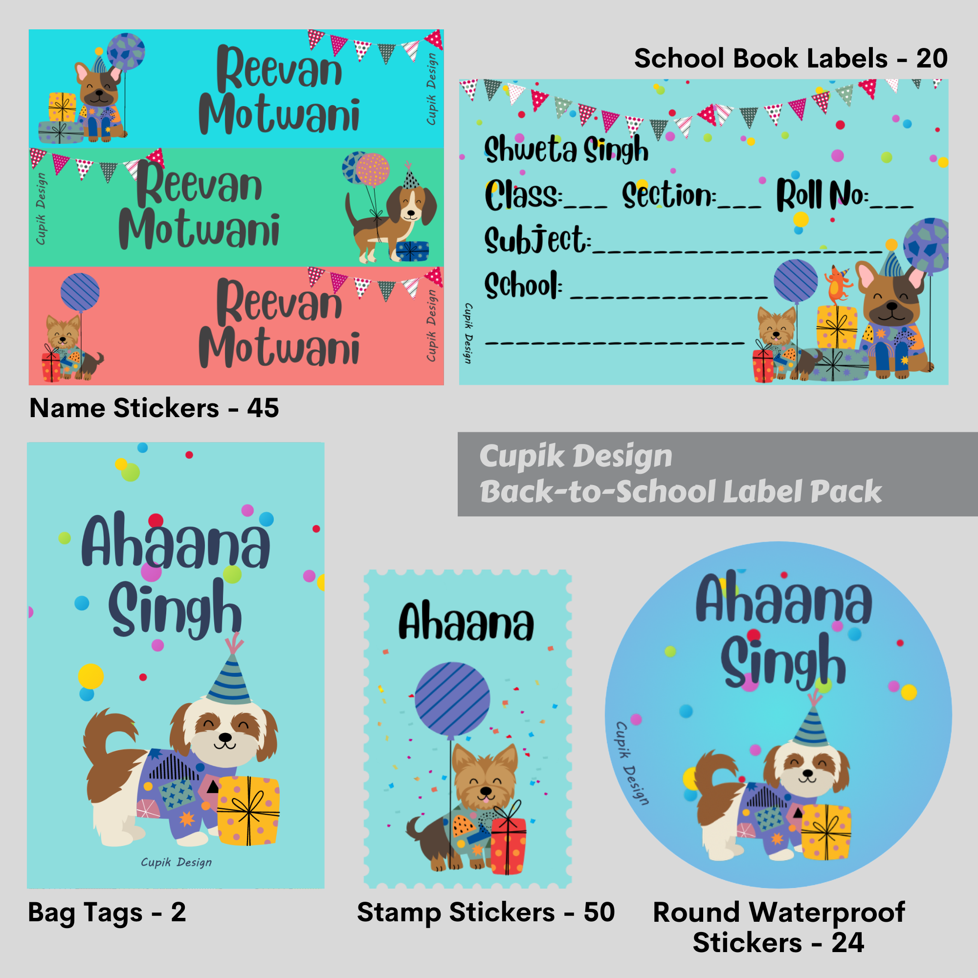 Pawty Time - Back to School Label Pack