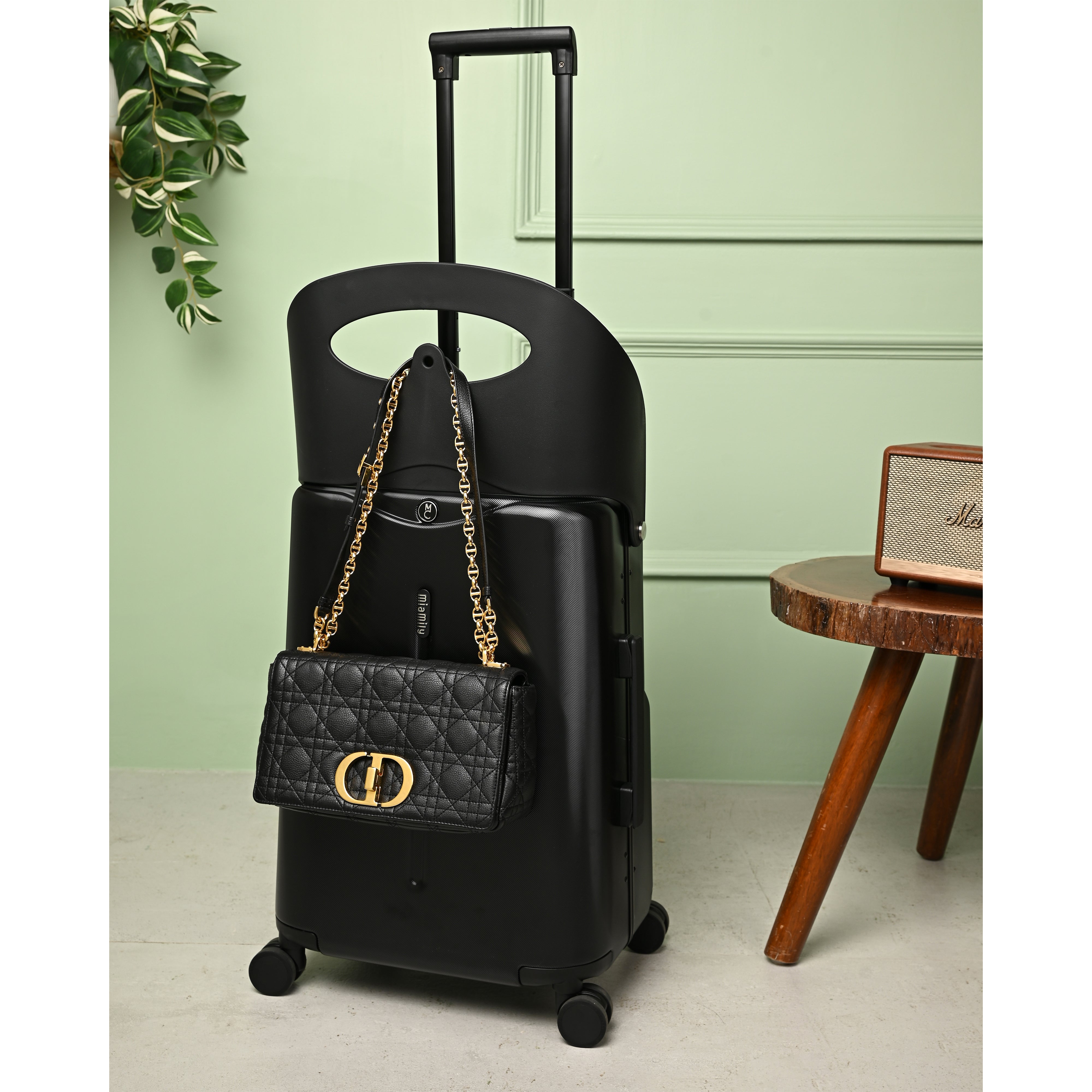Miamily Midnight Black Ride-On Trolley Carry-On Luggage 18 inches