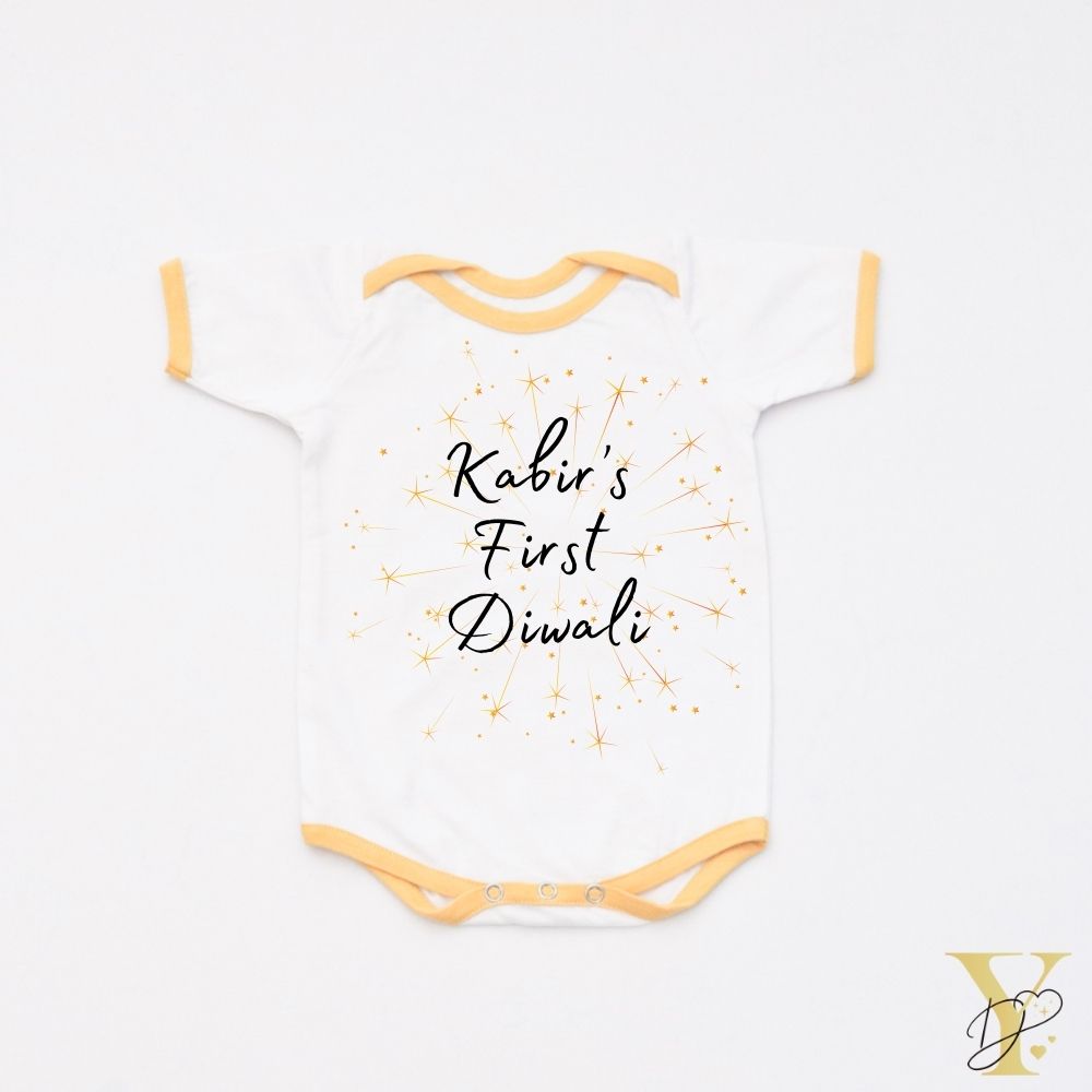 First Diwali Personalised Bodysuit (Yellow Love)