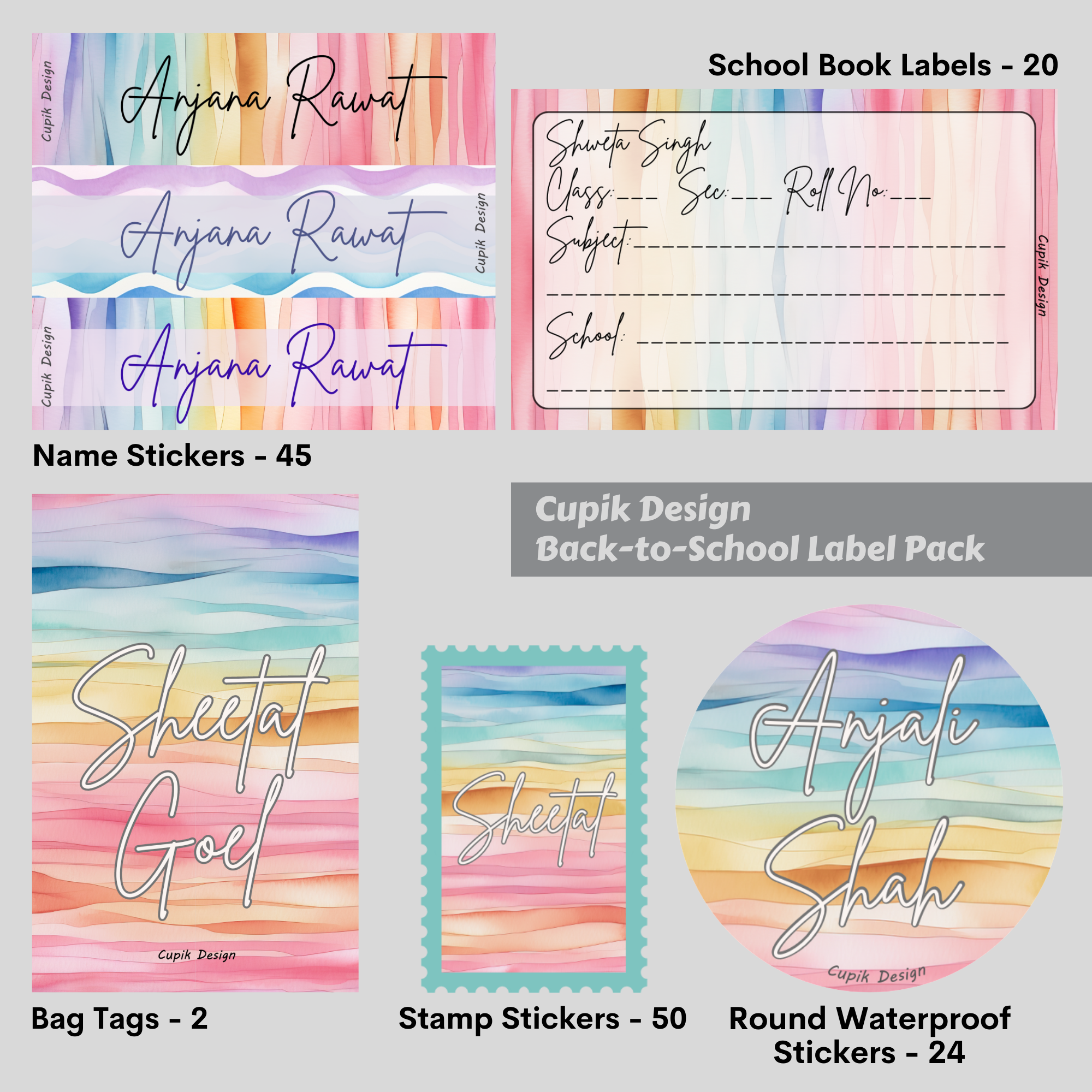 Colour Waves - Back to School Label Pack