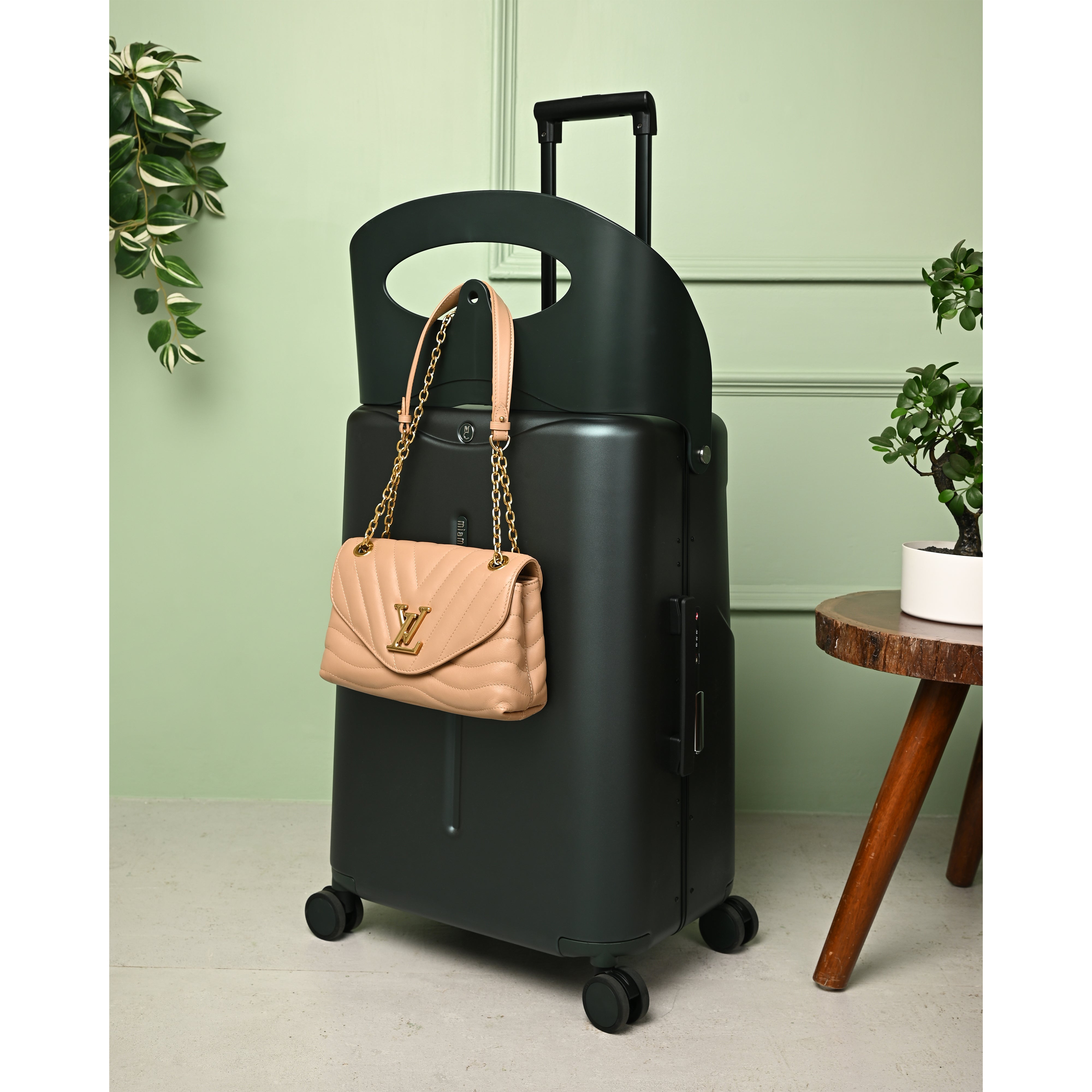 Miamily Forest Green Ride On Trolley Check-In Luggage 24 inches