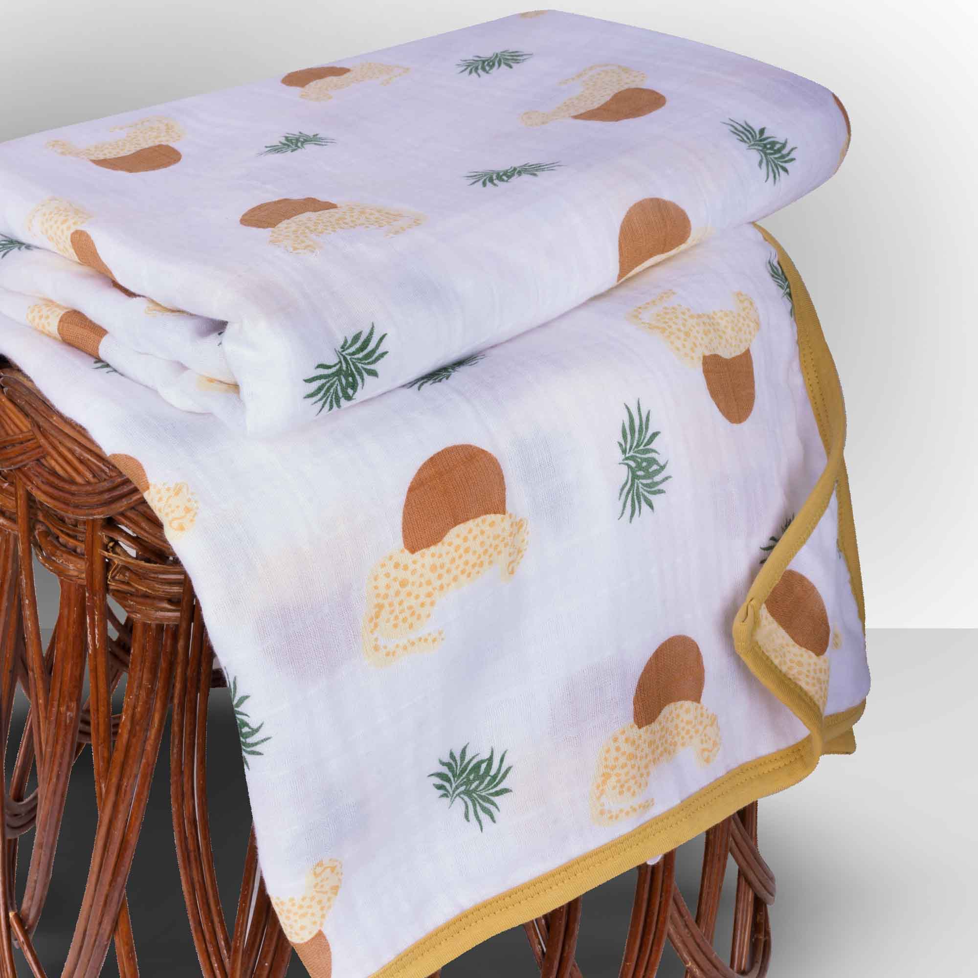 Theoni 100%  Cotton Muslin Snuggle Blanket-Woody tiger