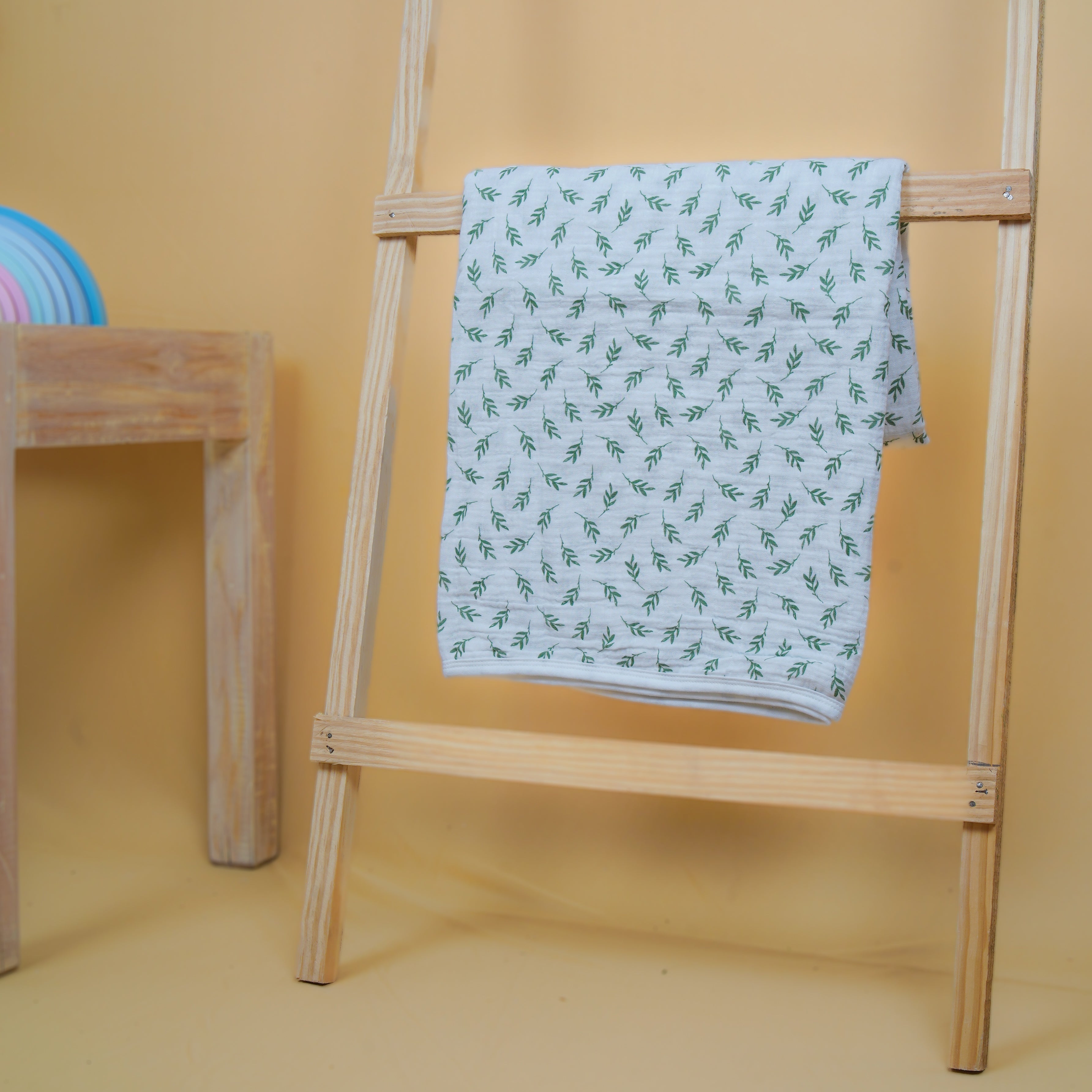 Theoni 100%  Organic Cotton Snuggle Blanket-Hedge Green Leaf