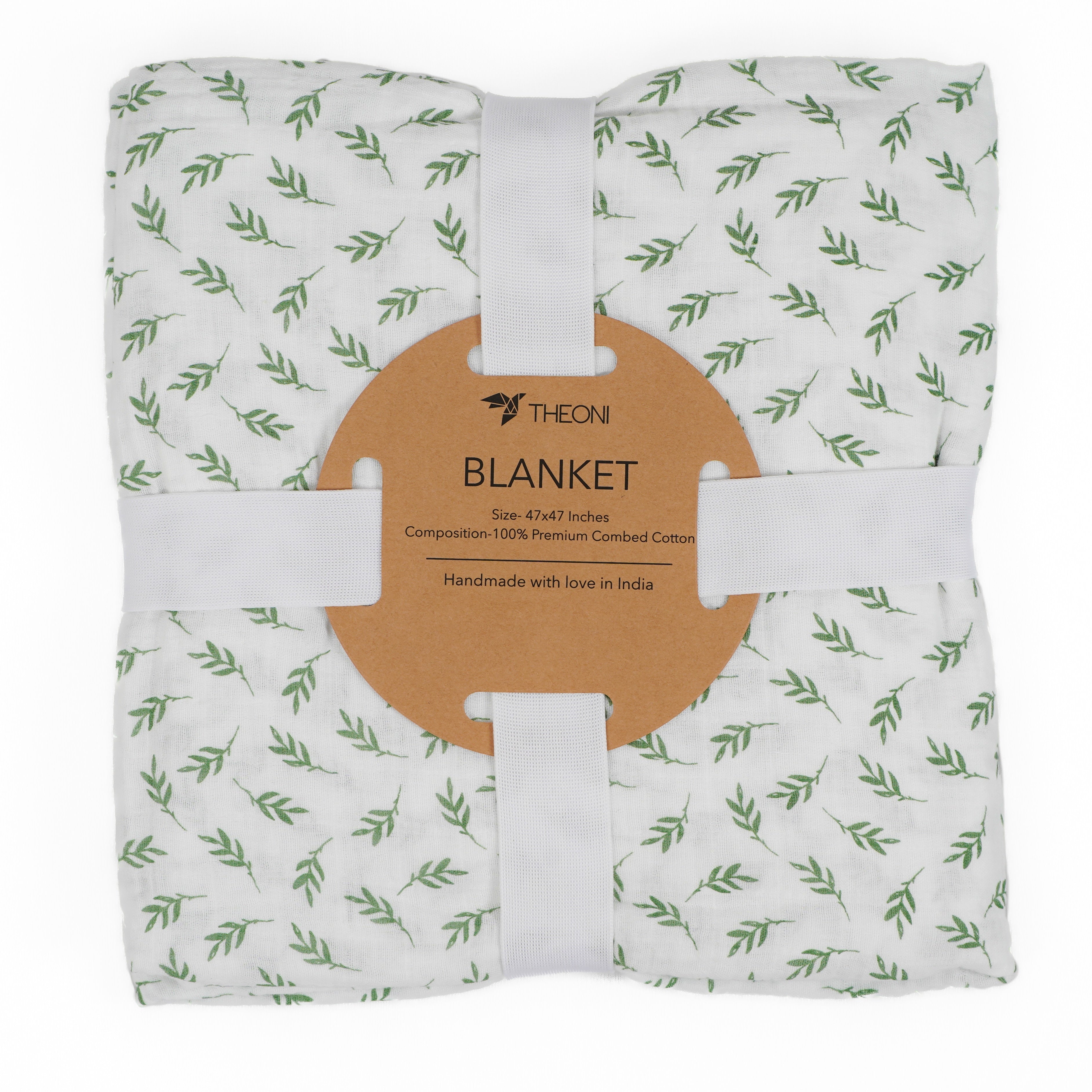 Theoni 100%  Organic Cotton Snuggle Blanket-Hedge Green Leaf