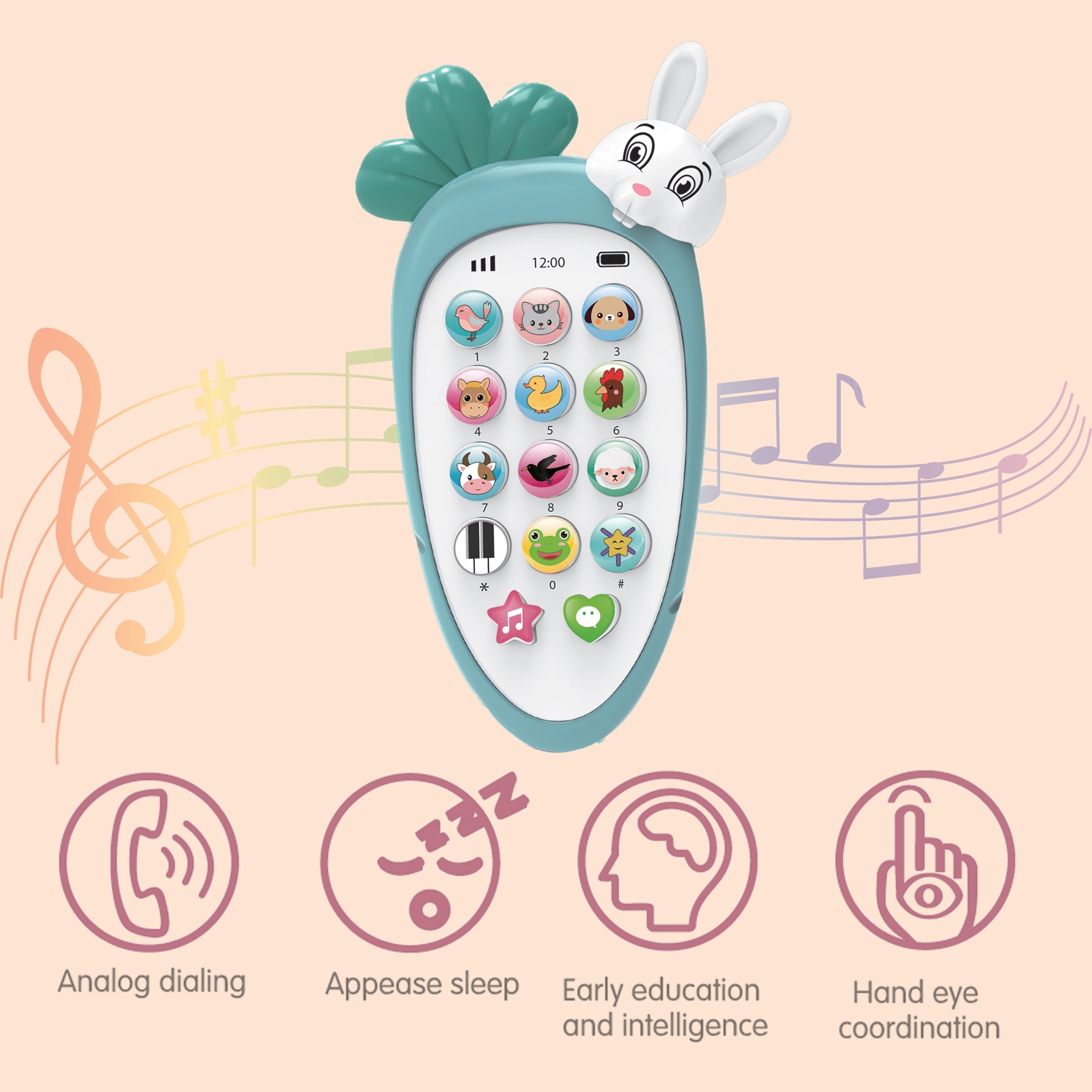 Baby Moo Bunny Musical Mobile Phone - Blue