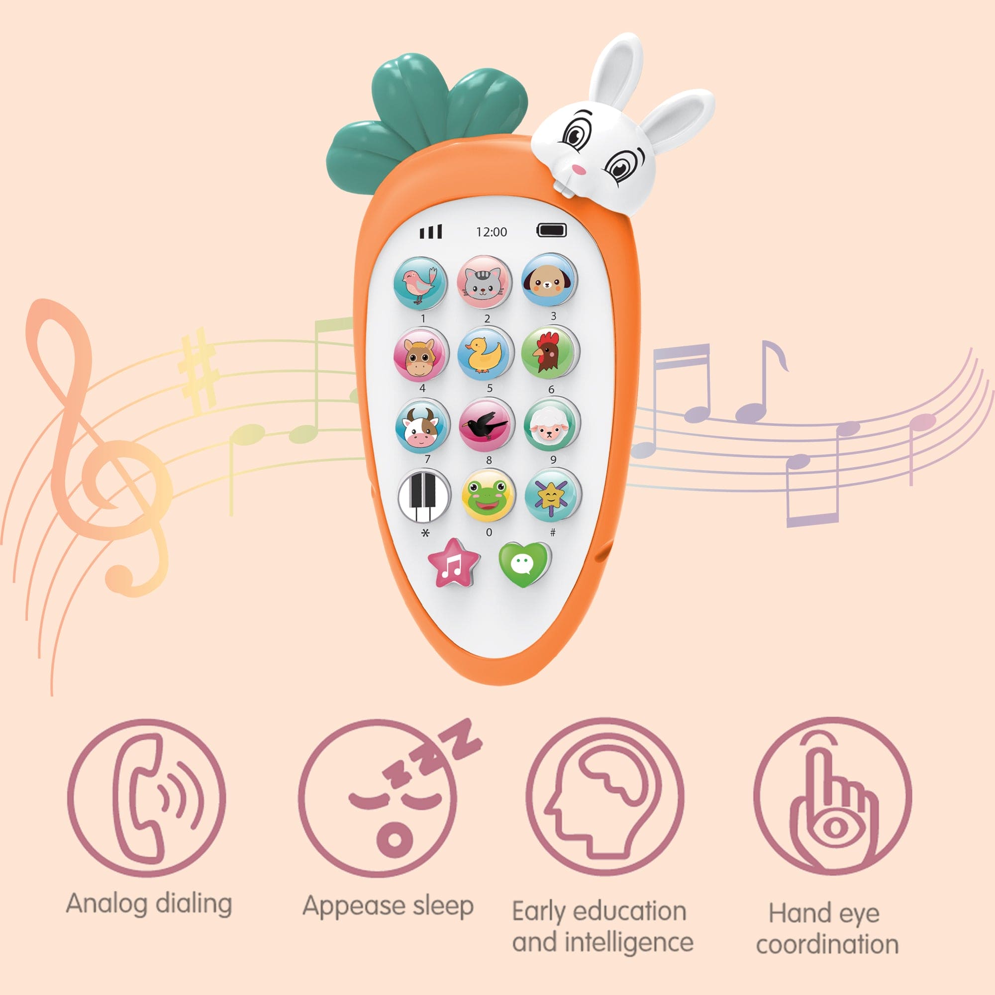 Baby Moo Bunny Musical Mobile Phone - Orange