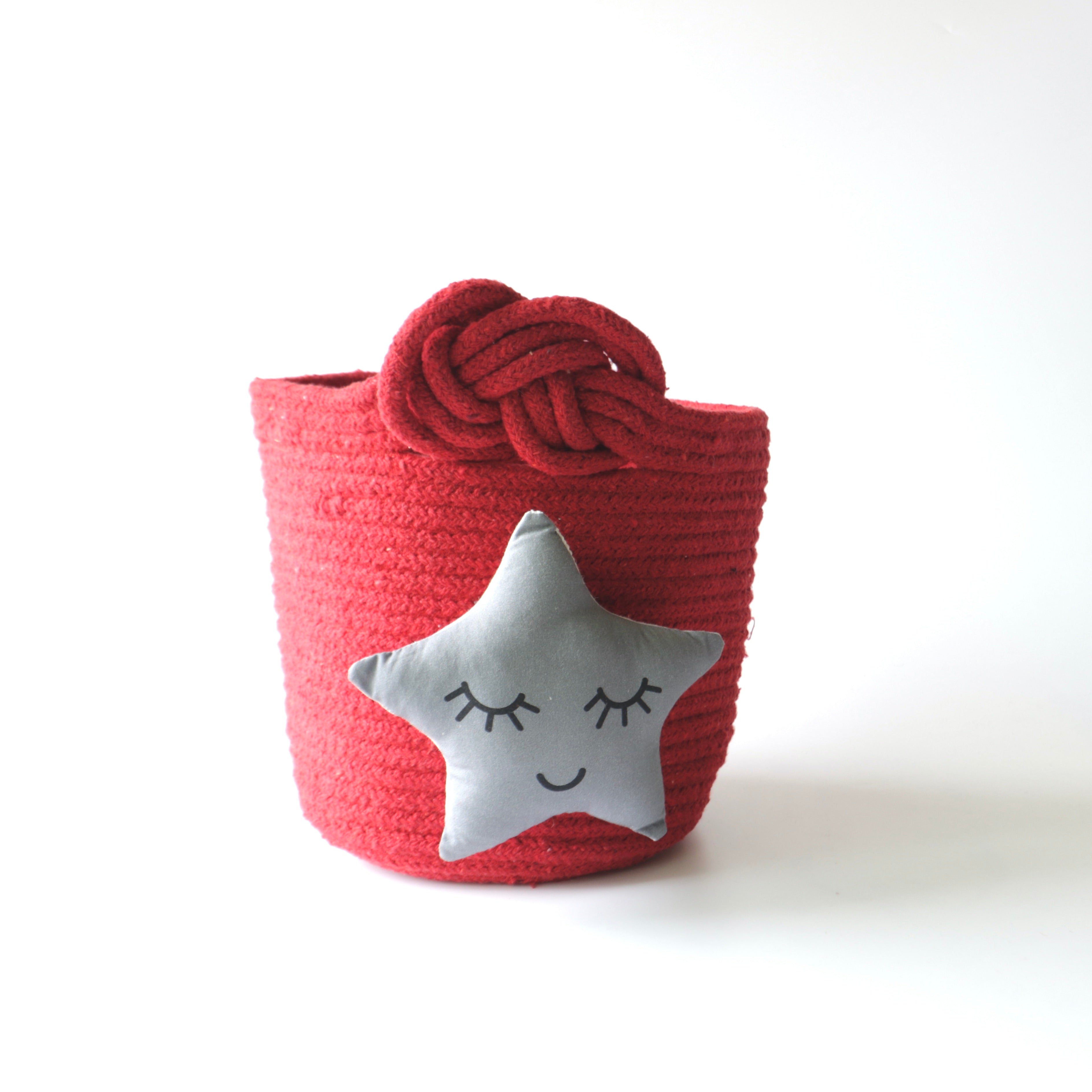 Multipurpose Storage Knotted Basket - Red (Star)