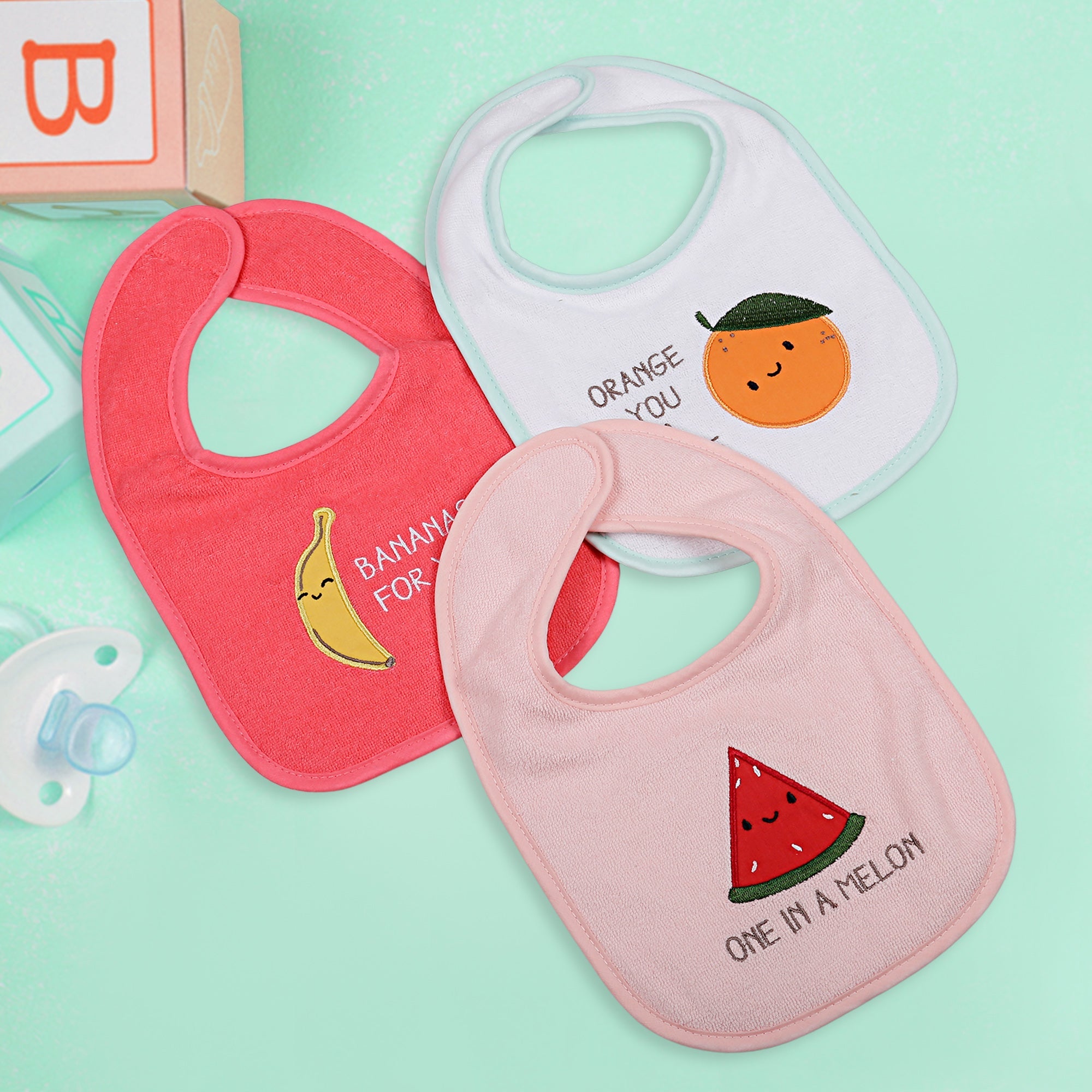 Feeding Bibs Pack Of 3 One In A Melon Multicolour - Baby Moo