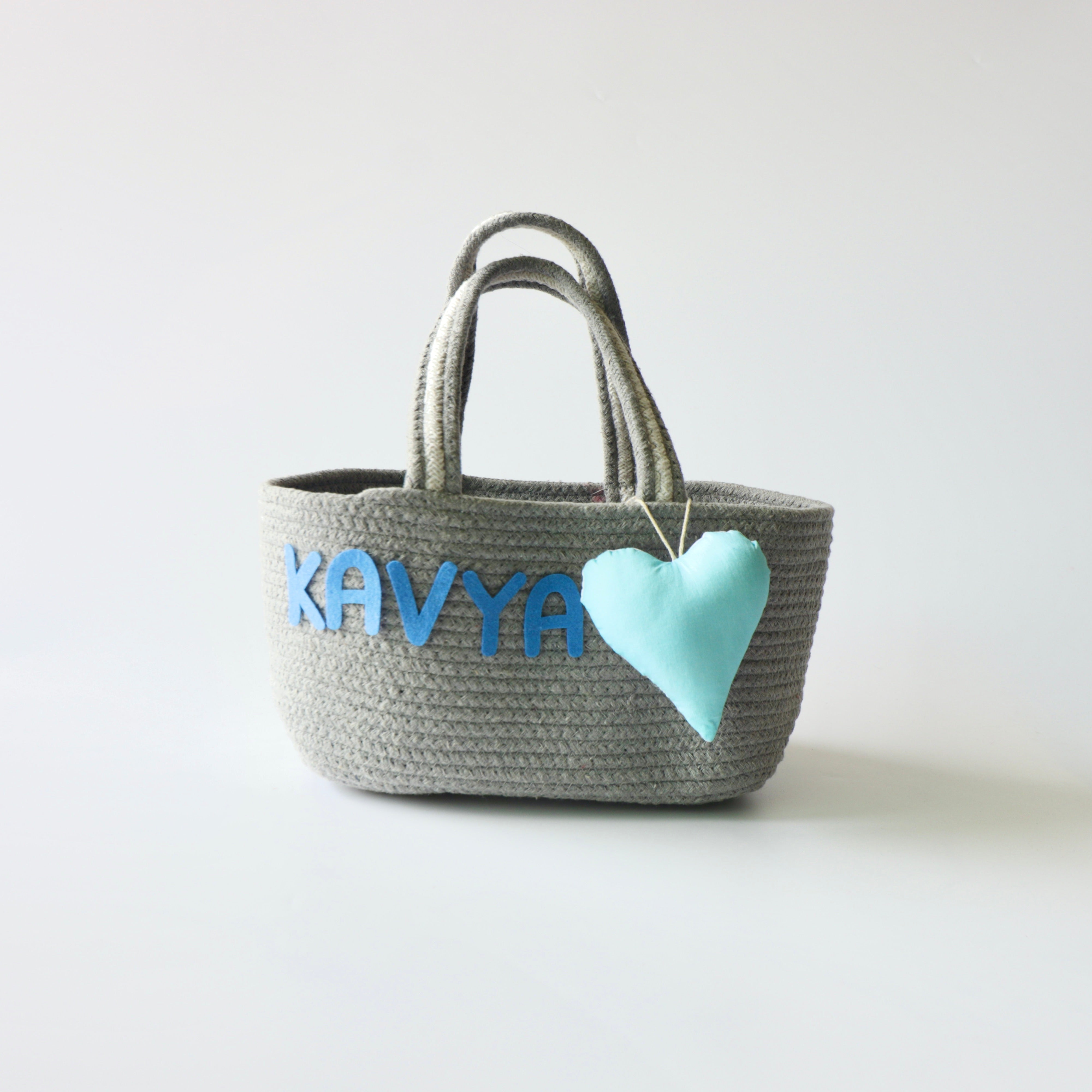 Multipurpose Storage & Gift Basket - Grey (Blue Heart)