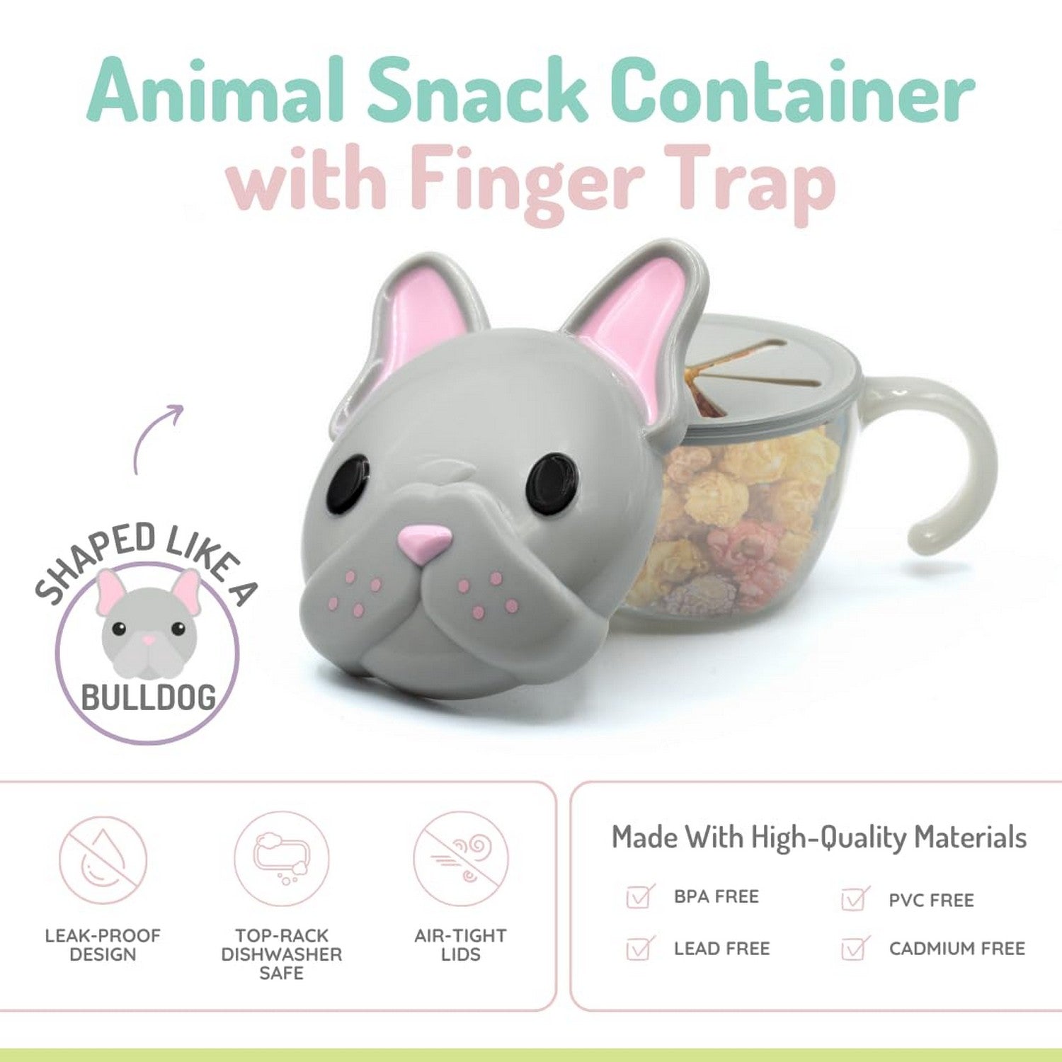 Melii Snack Container with Finger Trap - Bulldog Grey