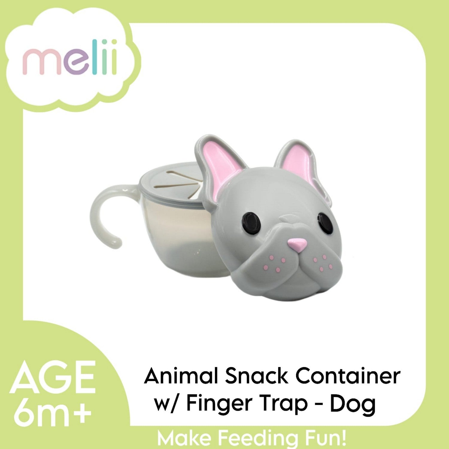 Melii Snack Container with Finger Trap - Bulldog Grey