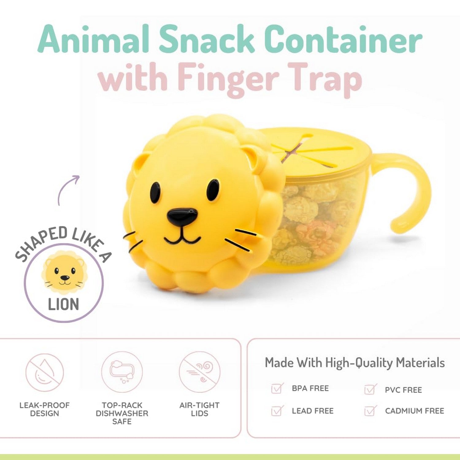 Melii Snack Container with Finger Trap - Lion Yellow