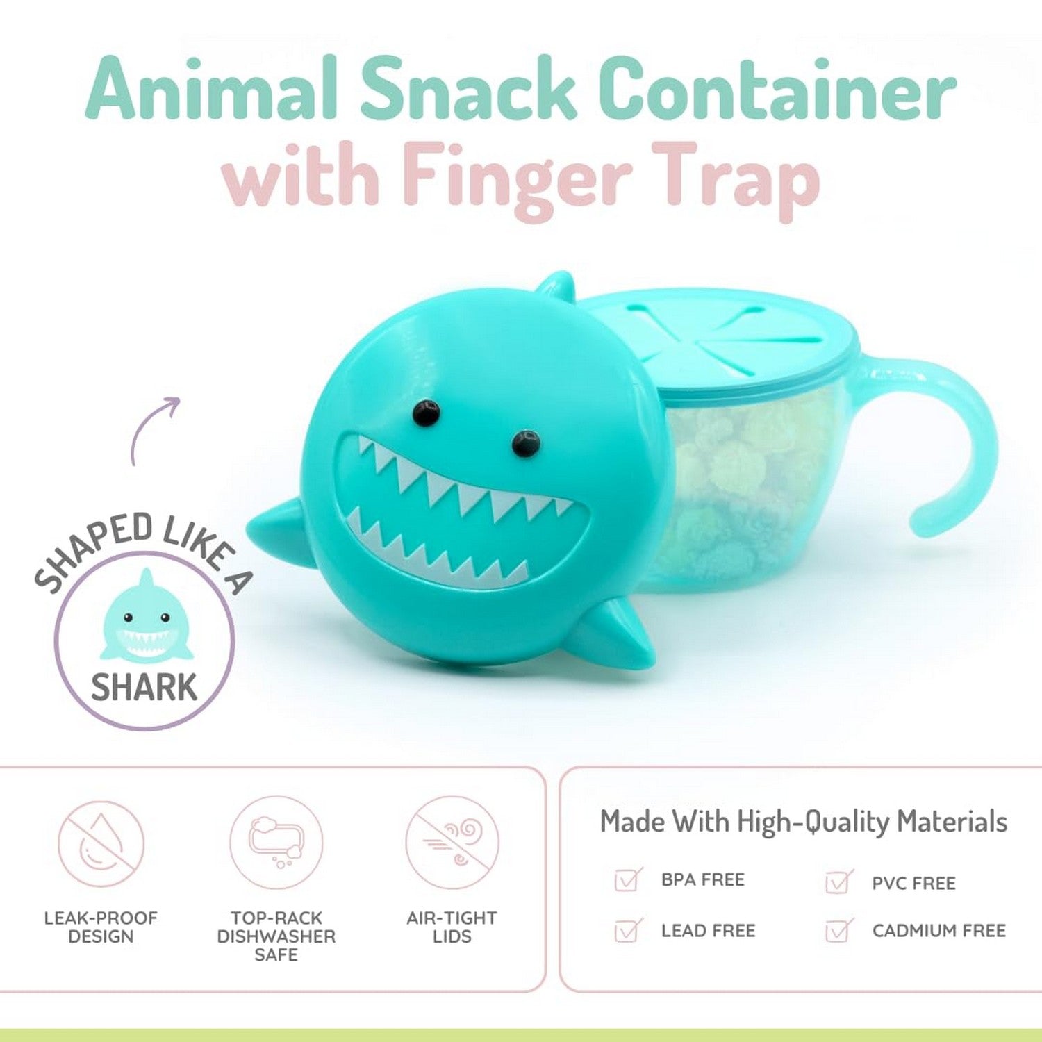 Melii Snack Container with Finger Trap - Shark Teal