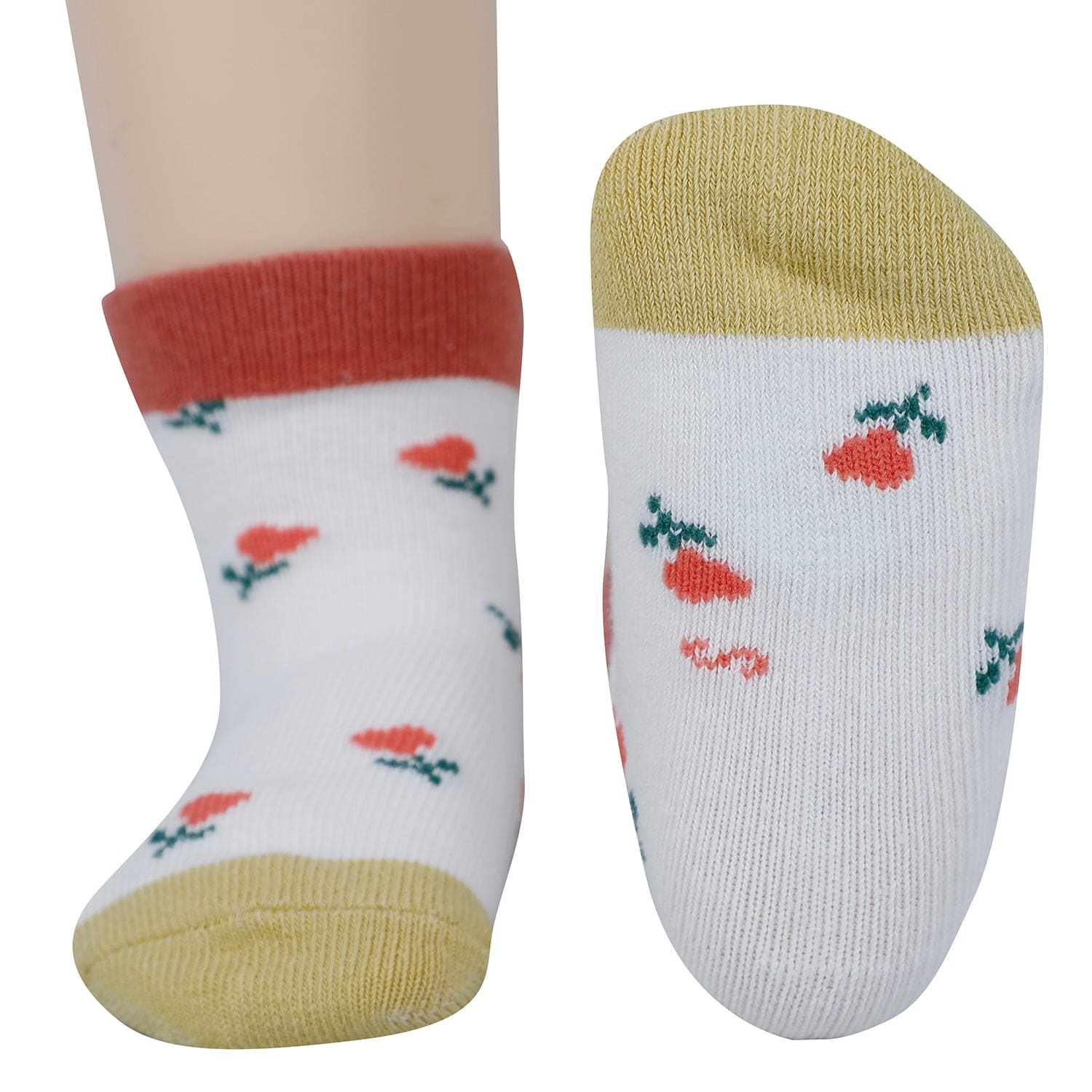 Baby Moo Floral Soft Socks Pack of 5 - Peach, White