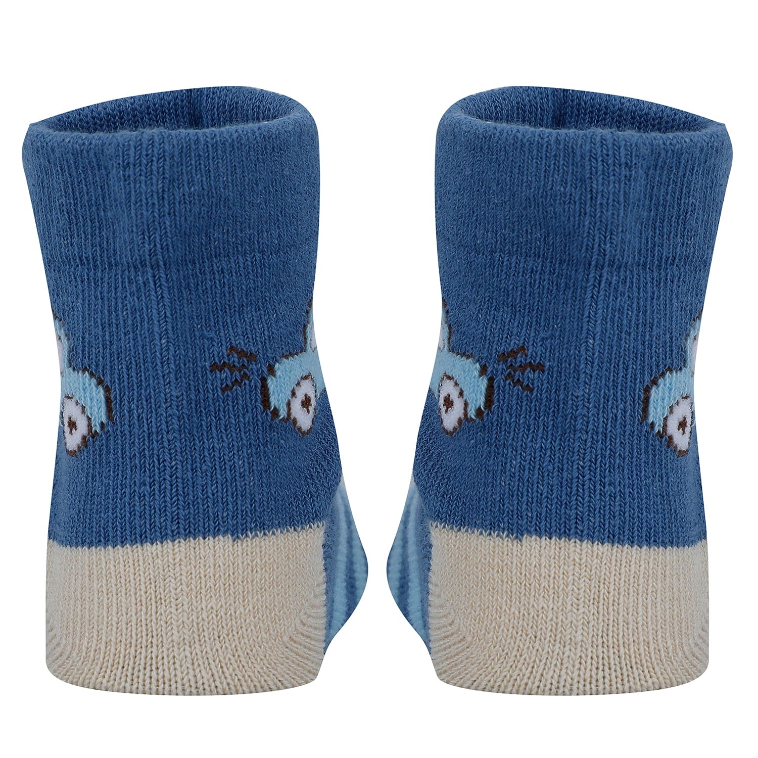 Baby Moo Car Printed Soft Socks Pack of 5 - Blue, Grey