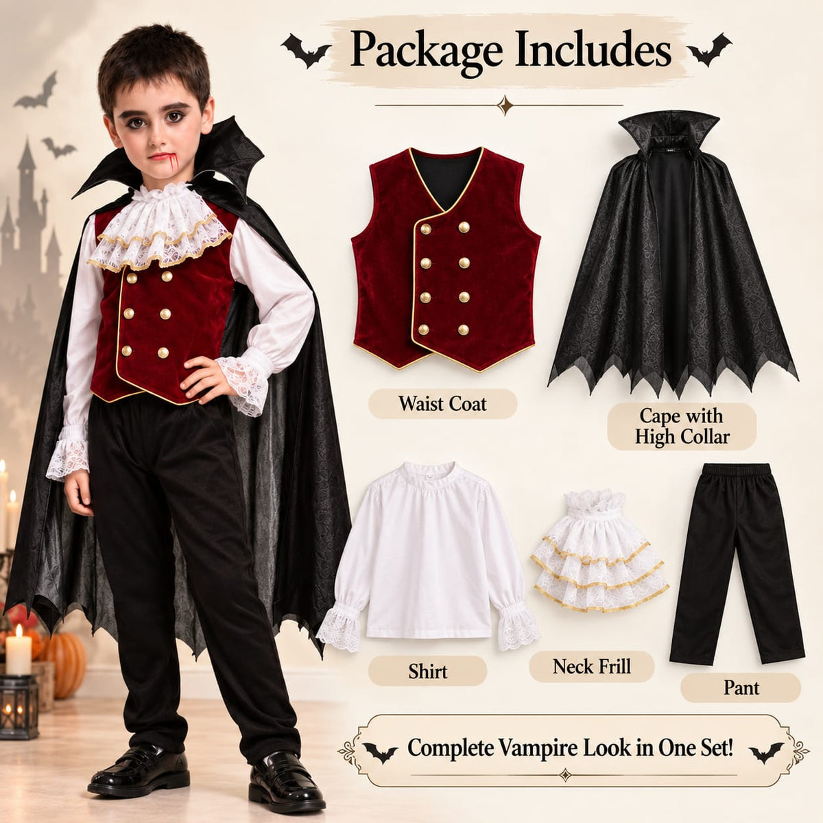 Midnight Vampire Costume for Kids - image 7