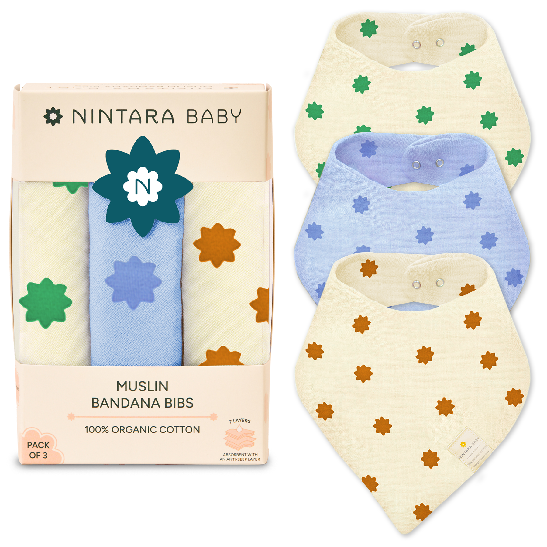 Nintara Baby Bandana Bibs Pack of 2, 3 & 6