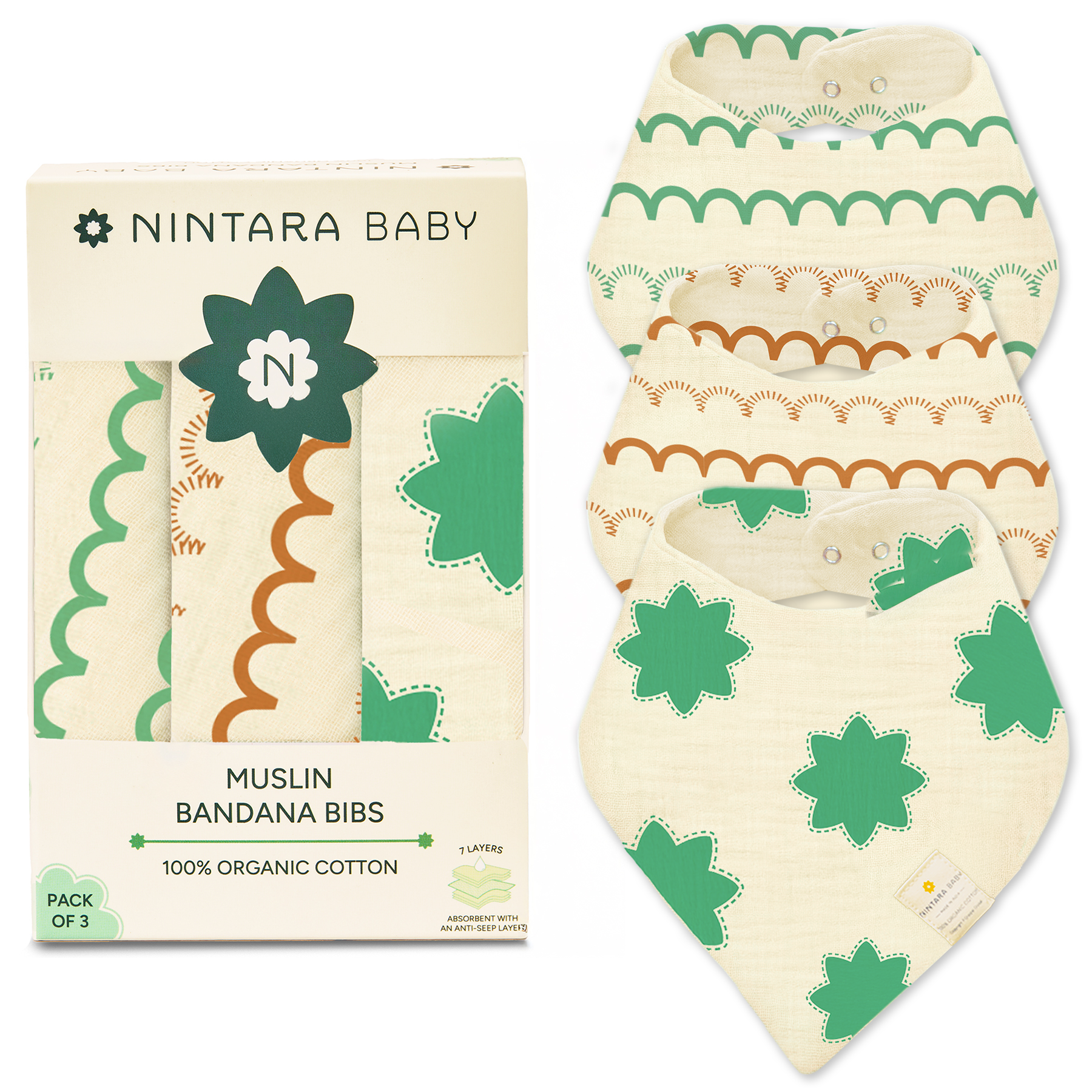 Nintara Baby Bandana Bibs Pack of 2, 3 & 6