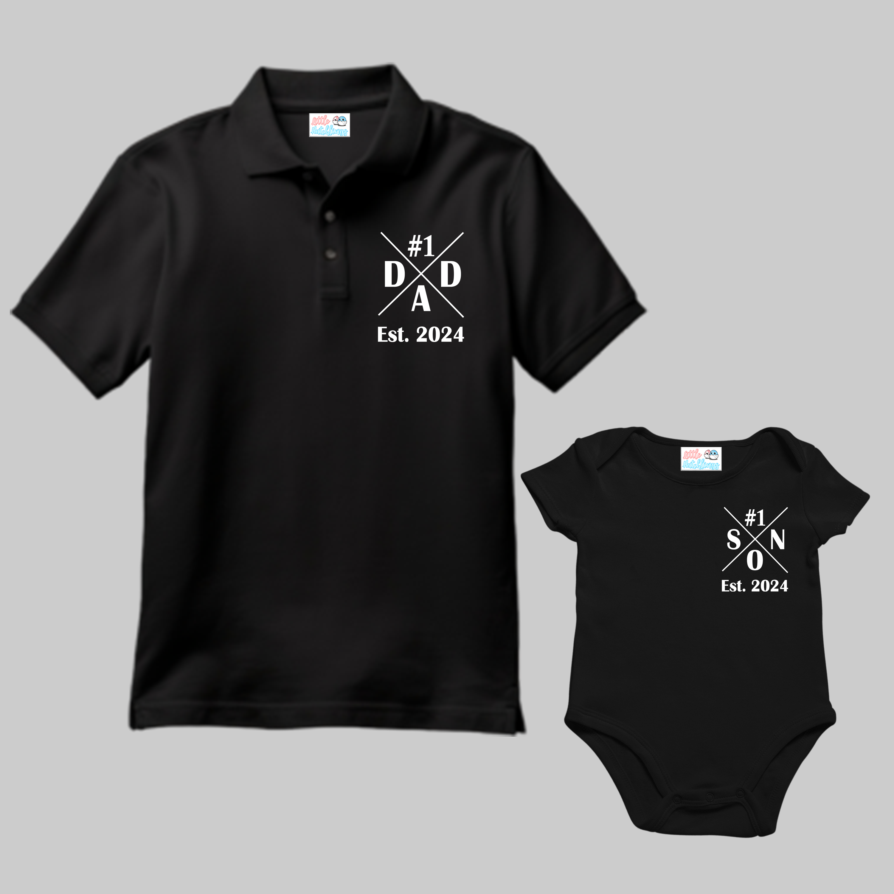 #1 Dad #Son Black Collared And Black Combo