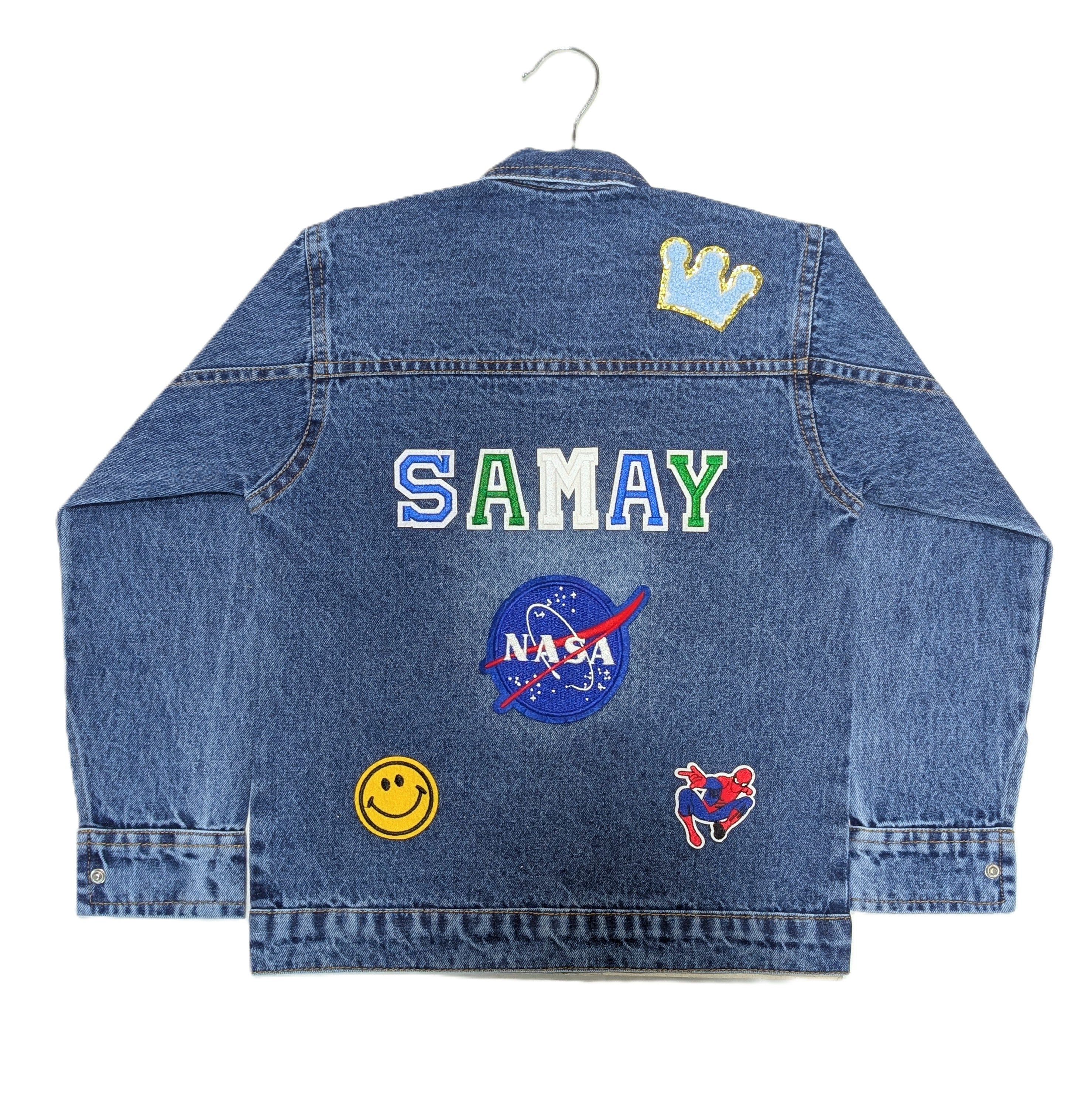 Custom Denim Jackets with Embroidered Varsity Letter Patches