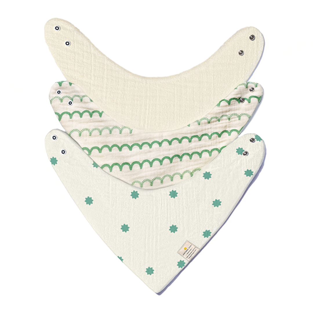 Nintara Baby Bandana Bibs - 100% Organic Premium Muslin Cotton, Absorbent, Soft, Adjustable Snap Buttons, Reversible, 6-Layers for Drooling, Teething, Feeding, Gifts for Babies Ages 0-3