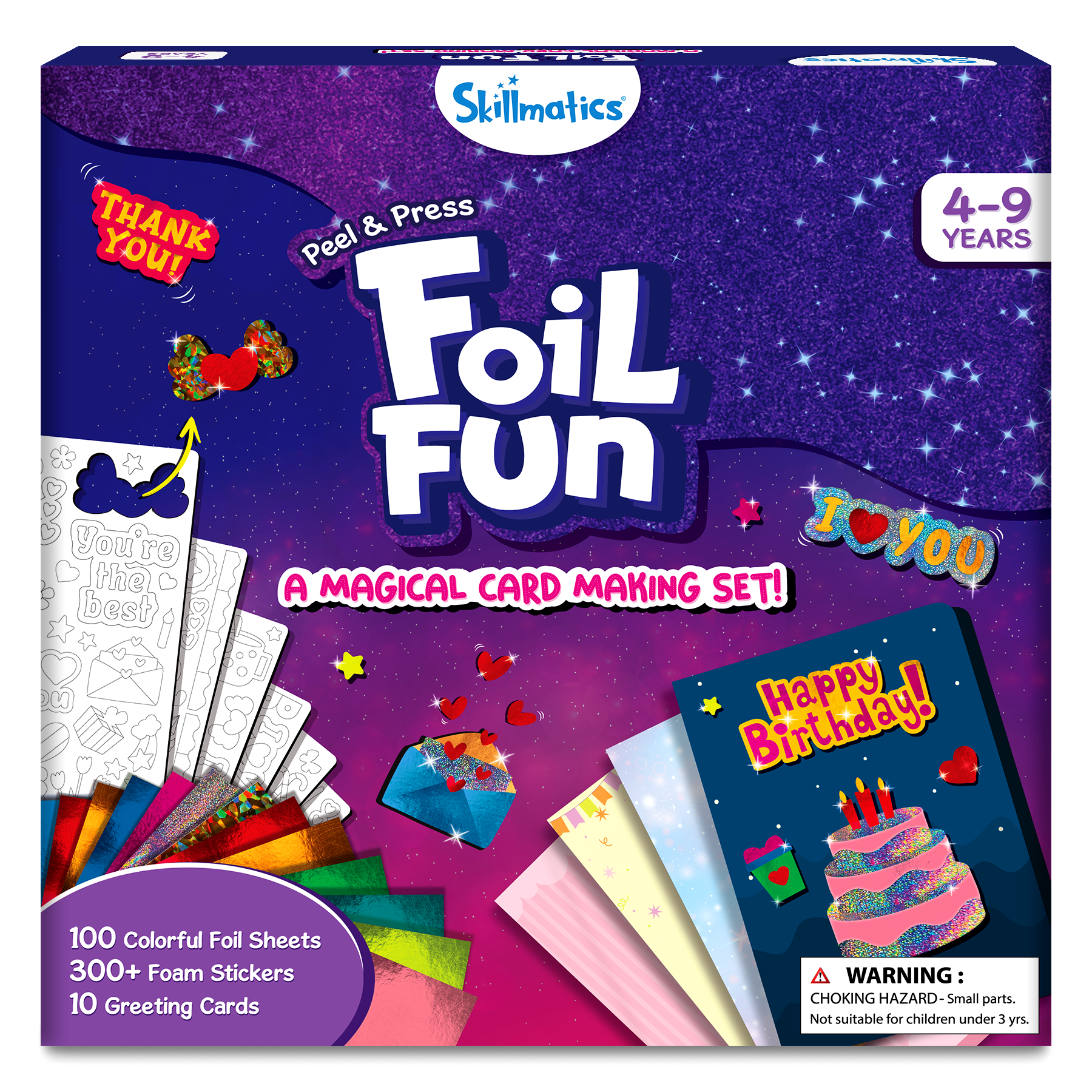 Skillmatics Art & Craft Activity - Foil Fun Card Making Set, No Mess Art for Kids, Craft Kits & Supplies, DIY Creative Activity, Gifts for Girls & Boys Ages 4, 5, 6, 7, 8, 9, Travel Toys