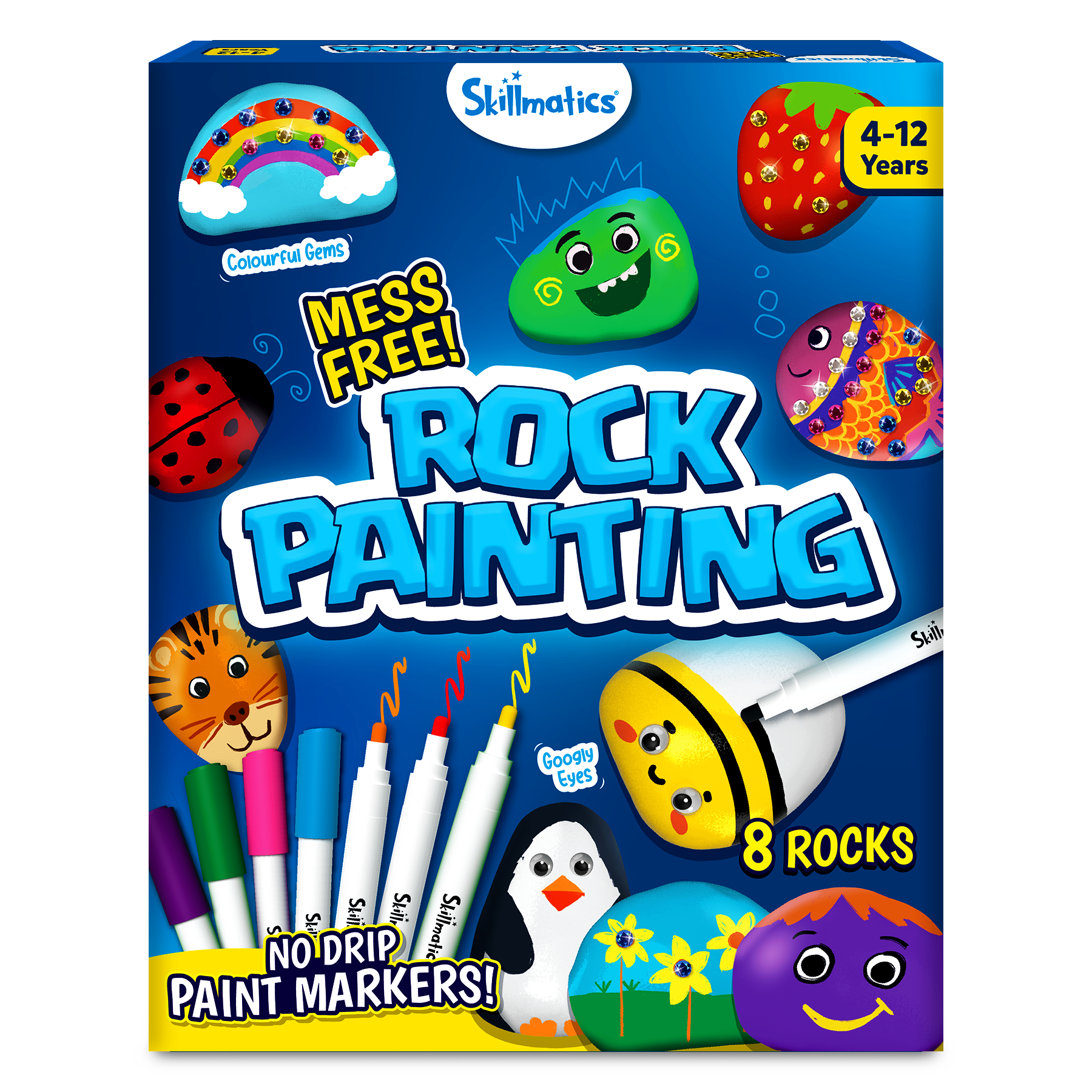 Skillmatics Rock Painting Kit - Mess-Free Art & Craft Activity for Girls & Boys, Craft Kits & Supplies, DIY Creative Activity, Gifts for Kids Ages 4 to 12
