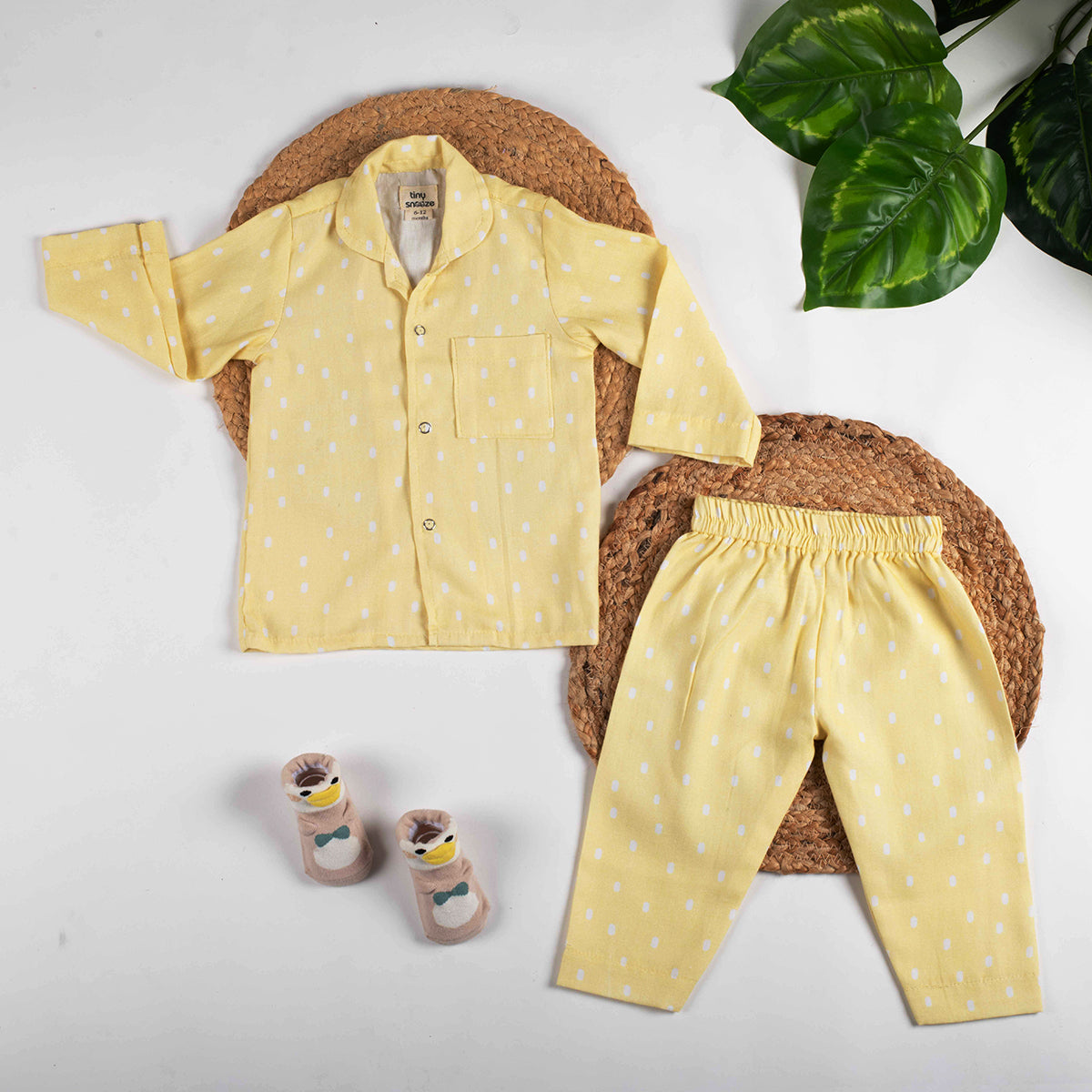 Tiny Snooze- Organic Nightsuit- Yellow Grasslands