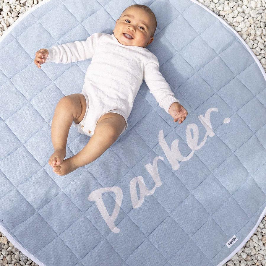 Personalised Playmat - Kentucky Blue; Letter: Oatmeal