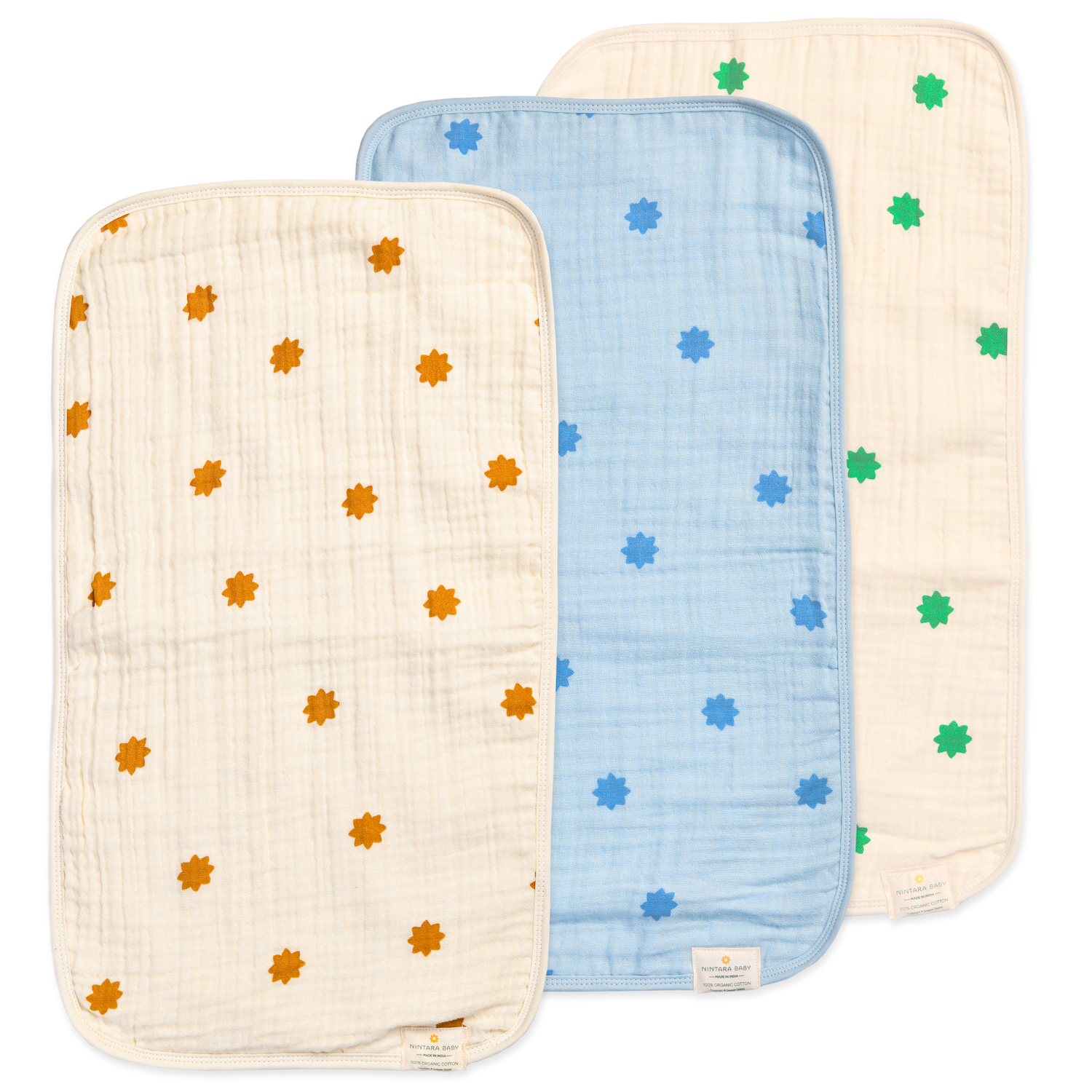 Nintara Baby Burp Cloths - 100% Organic Premium Muslin Cotton, Extra-Large 22" x 12" (55 cm x 30 cm), 7-Layer Absorbent & Waterproof, Reversible, Soft & Hypoallergenic, Gifts for Newborns