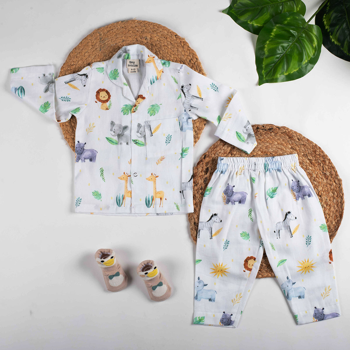 Tiny Snooze- Organic Nightsuit- Safari Animals