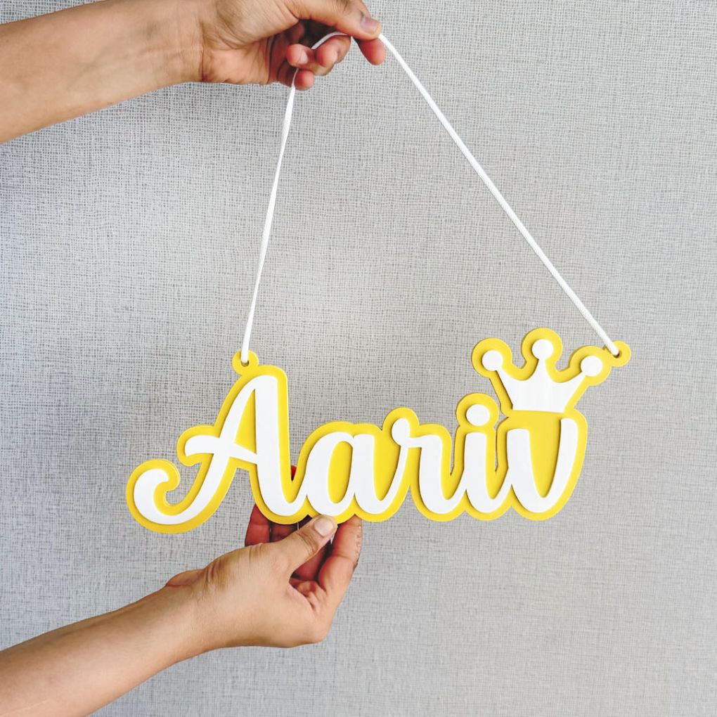 Personalised 3D Acrylic Name Plate (Crown/Hot Air Balloon)