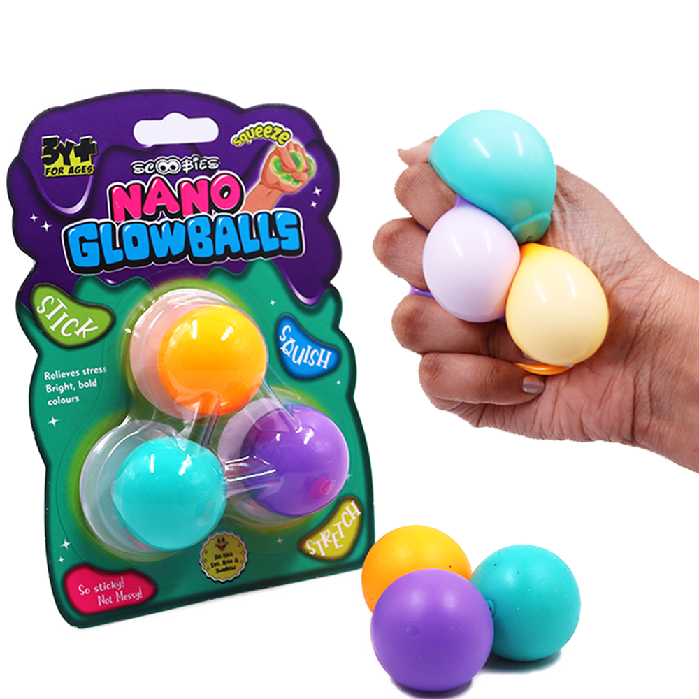 Scoobies Nano Glow Balls – Mini Glow-in-the-Dark Sensory Balls | Soft, Stretchy & Washable | Portable Fidget Toy | Safe for Kids 3+