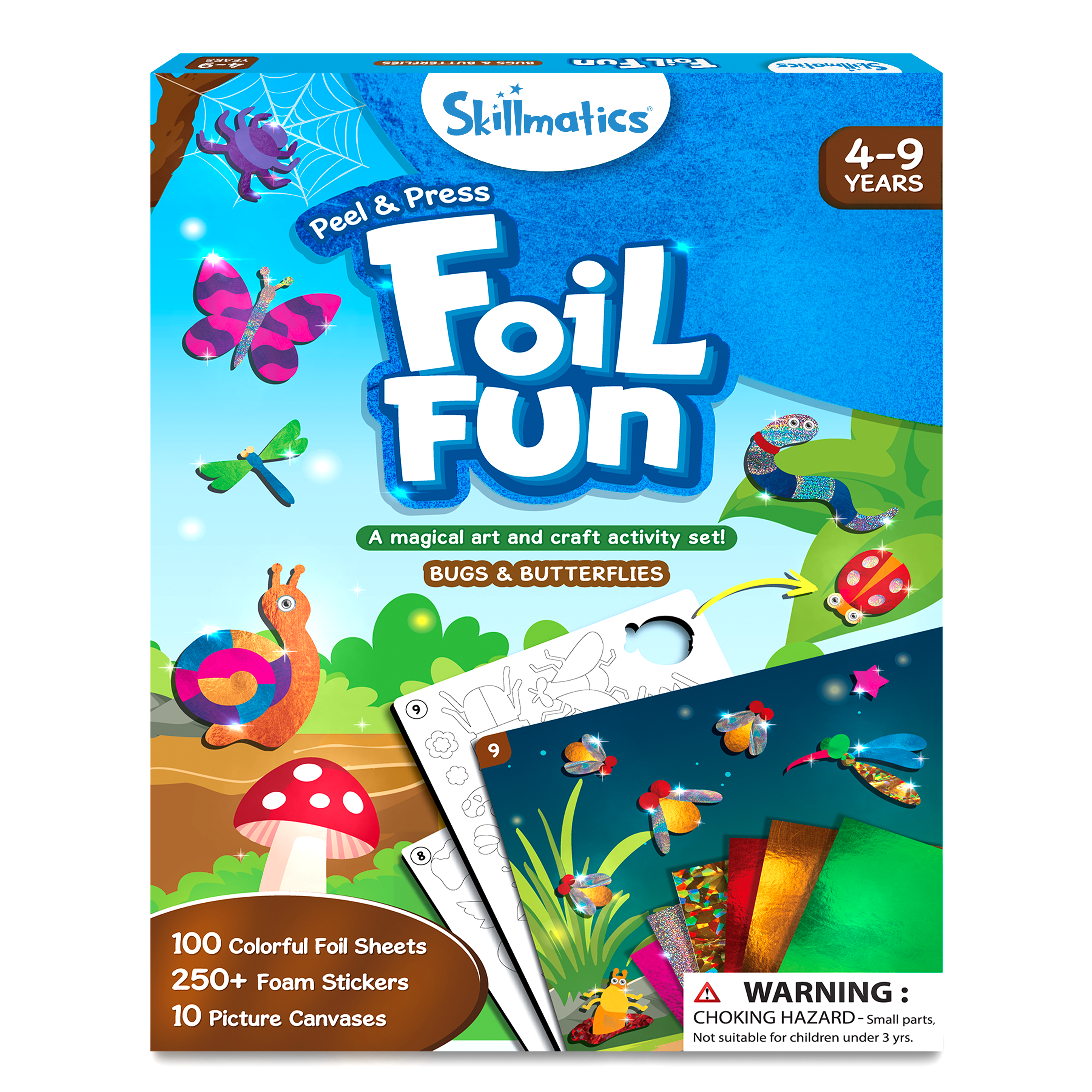 Skillmatics Art & Craft Activity - Foil Fun Bugs & Butterflies, No Mess Art for Kids, Craft Kits & Supplies, DIY Creative Activity, Gifts for Boys & Girls Ages 4, 5, 6, 7, 8, 9, Travel Toys