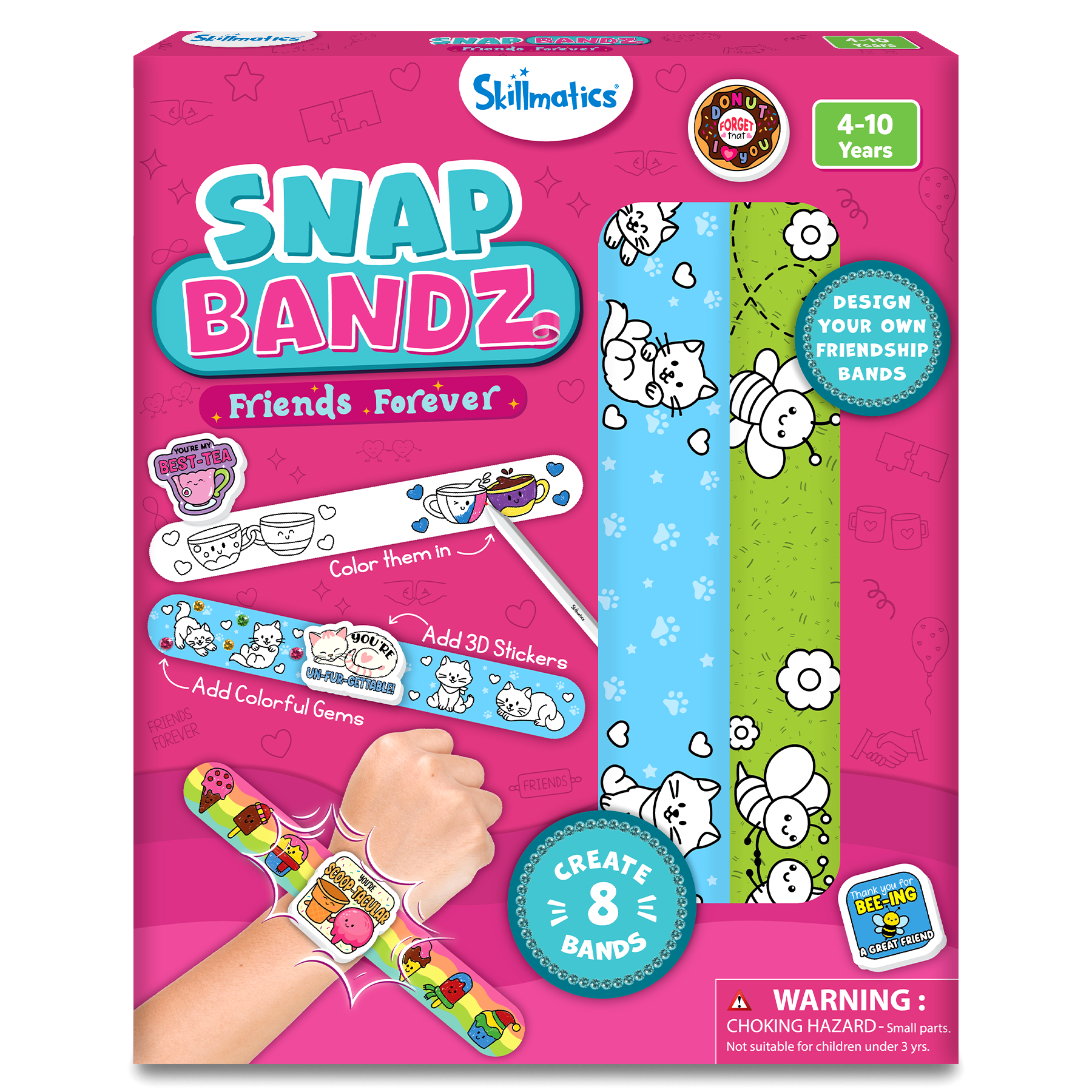 Skillmatics Craft Activity - Snap Bandz, Friendship Bands, DIY Art & Craft Activity, Mess-Free, Creative Kit, 8 Bands (8.6"), Gifts for Girls & Boys Ages 4, 5, 6, 7, 8, 9, 10