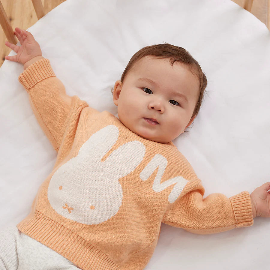 Miffy Letter Jumper - Peach Fuzz; Letter: Ivory