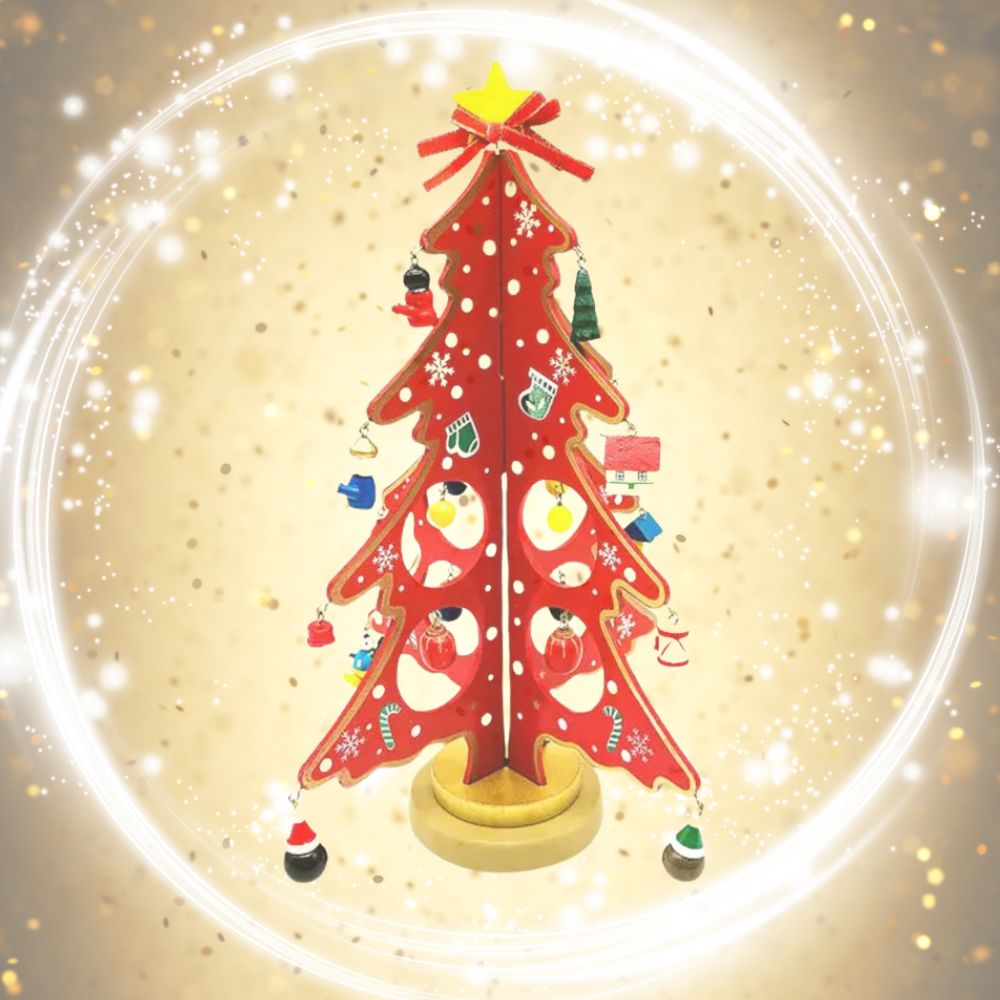 Wooden DIY 3D Winter Wonderland Tabletop Tree With 20 Ornaments