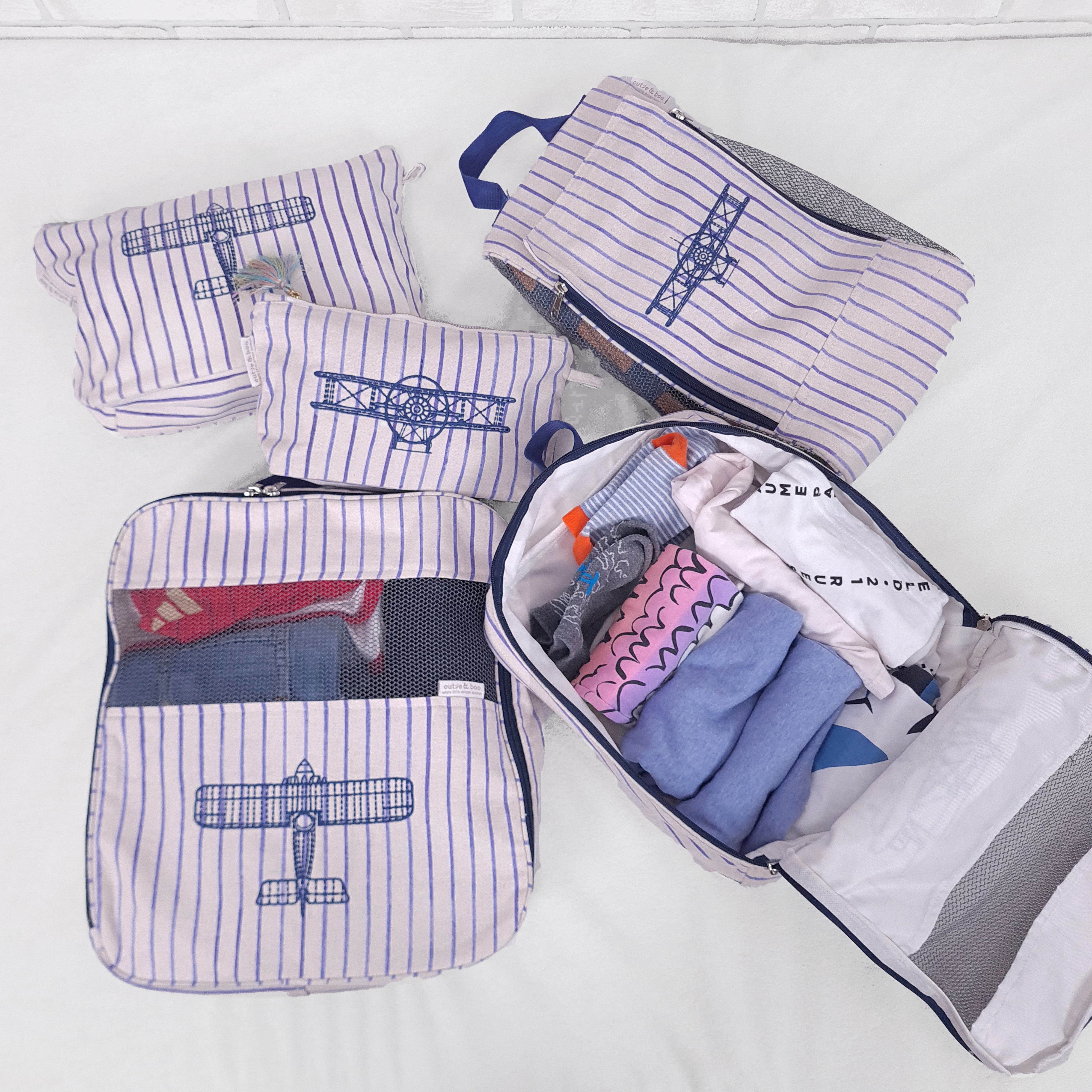 Fly Away With Me Organizer Bags (Set of 5) Small Organizer Bag + Big Organizer Bag + Shoe Bag + Small Pouch + Big Pouch