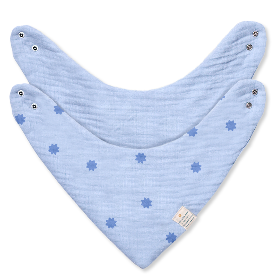 Nintara Baby Bandana Bibs - 100% Organic Premium Muslin Cotton, Absorbent, Soft, Adjustable Snap Buttons, Reversible, 6-Layers for Drooling, Teething, Feeding, Gifts for Babies Ages 0-3