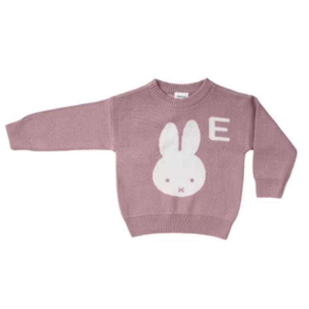 Miffy Letter Jumper - Rose Bloom; Letter: Oatmeal