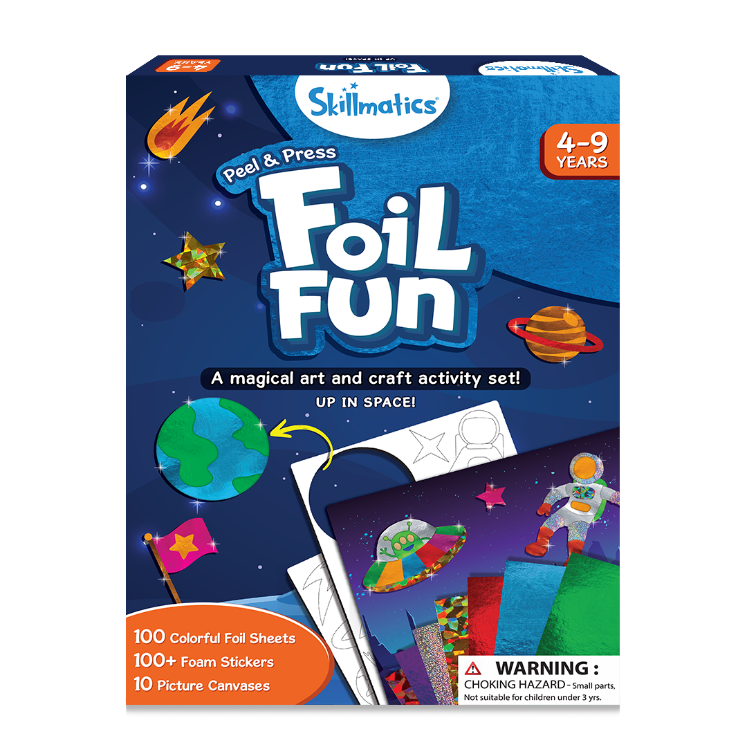 Skillmatics Art & Craft Activity - Foil Fun, No Mess Art, 10 Unique & Sparkly Space Themed Pictures, Ages 4 to 9