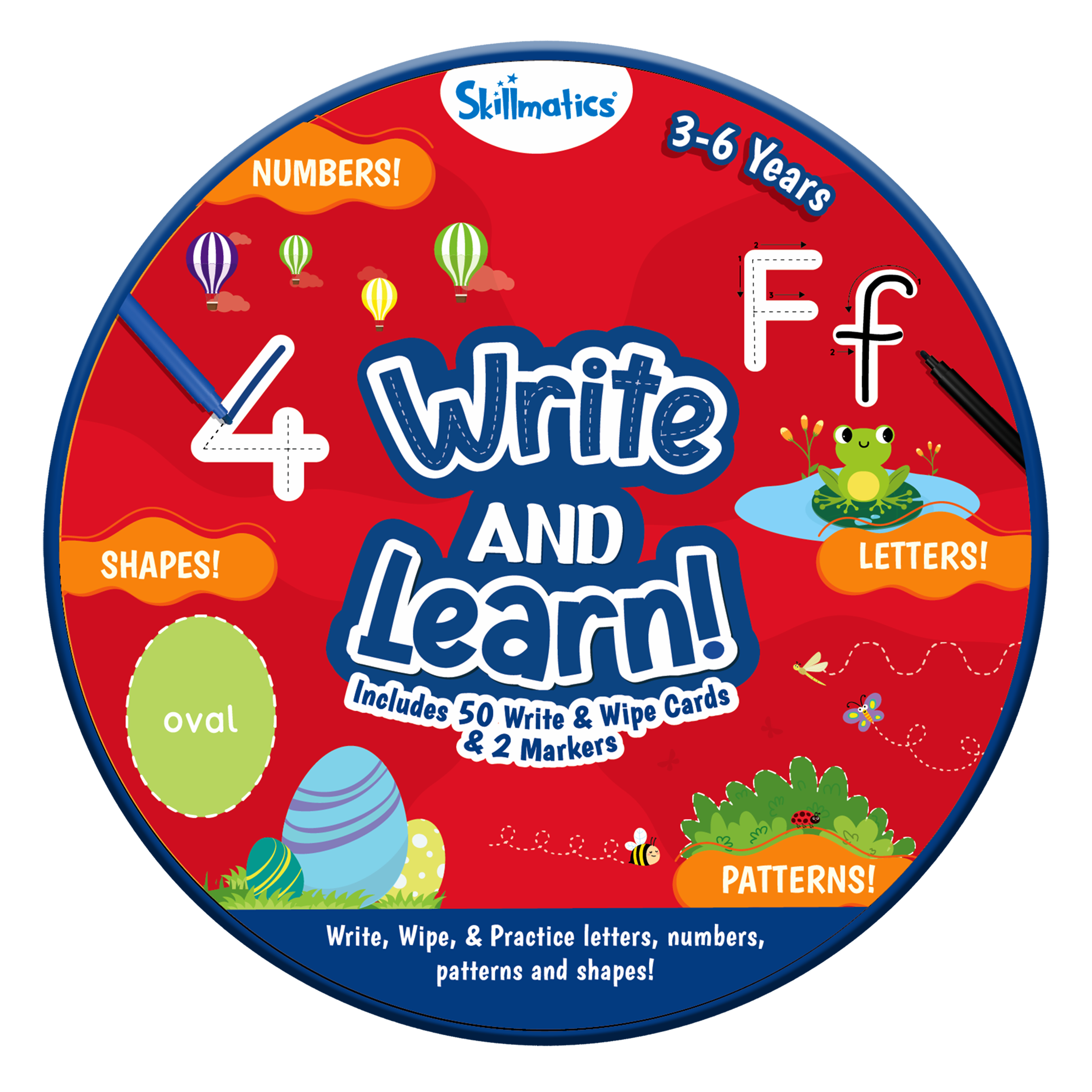 Skillmatics Write & Learn Cards for Toddlers - Letters, Numbers, Patterns & Shapes, Preschool Learning, Reusable Cards, Travel Toys, Gifts for Kids Ages 3, 4, 5, 6