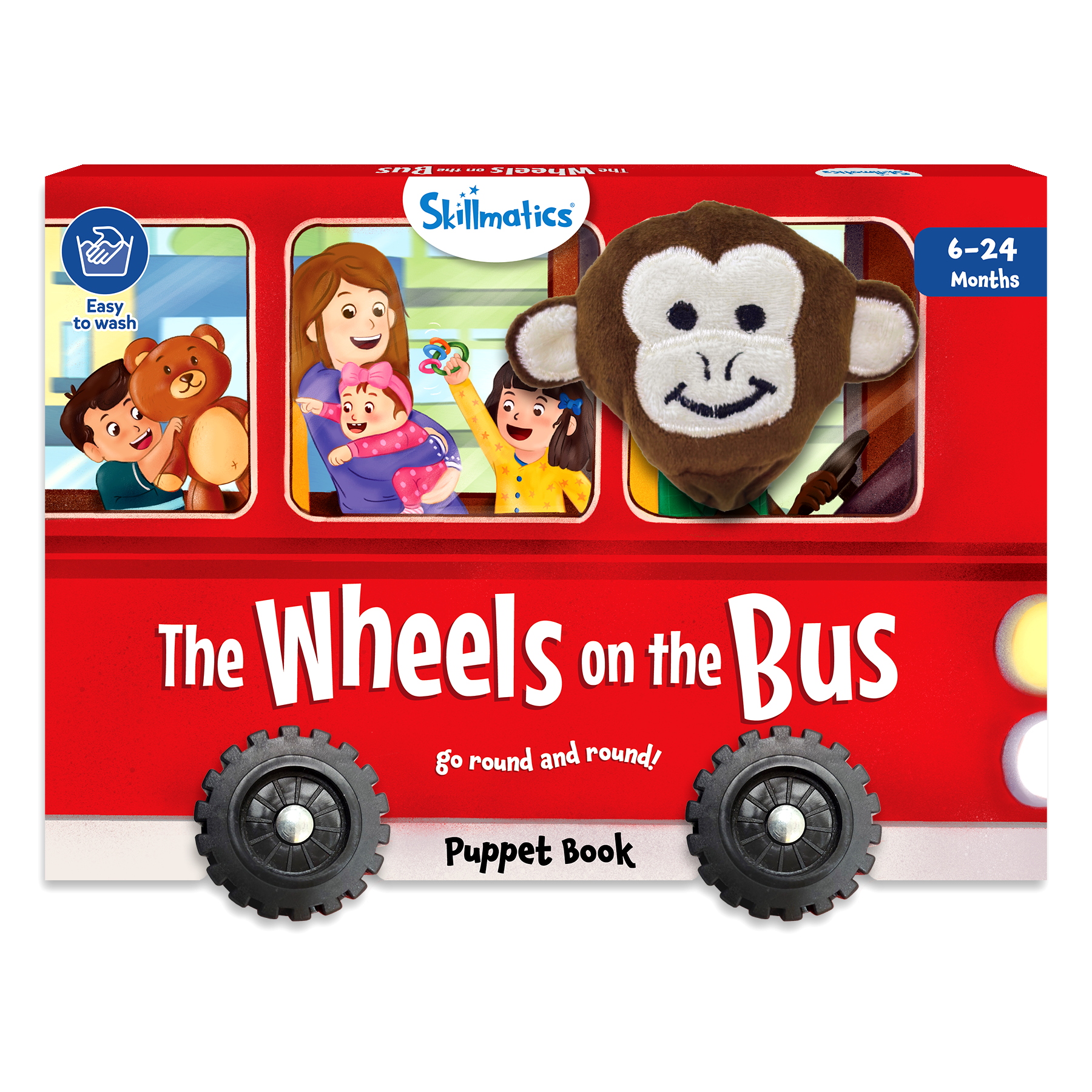 Skillmatics Puppet Book - The Wheels on The Bus, Interactive Finger Puppet for Infants & Toddlers, Early Learning & Sensory Toy, Nursery Rhyme Activity, Gifts for Babies Ages 6 Months to 2 Years