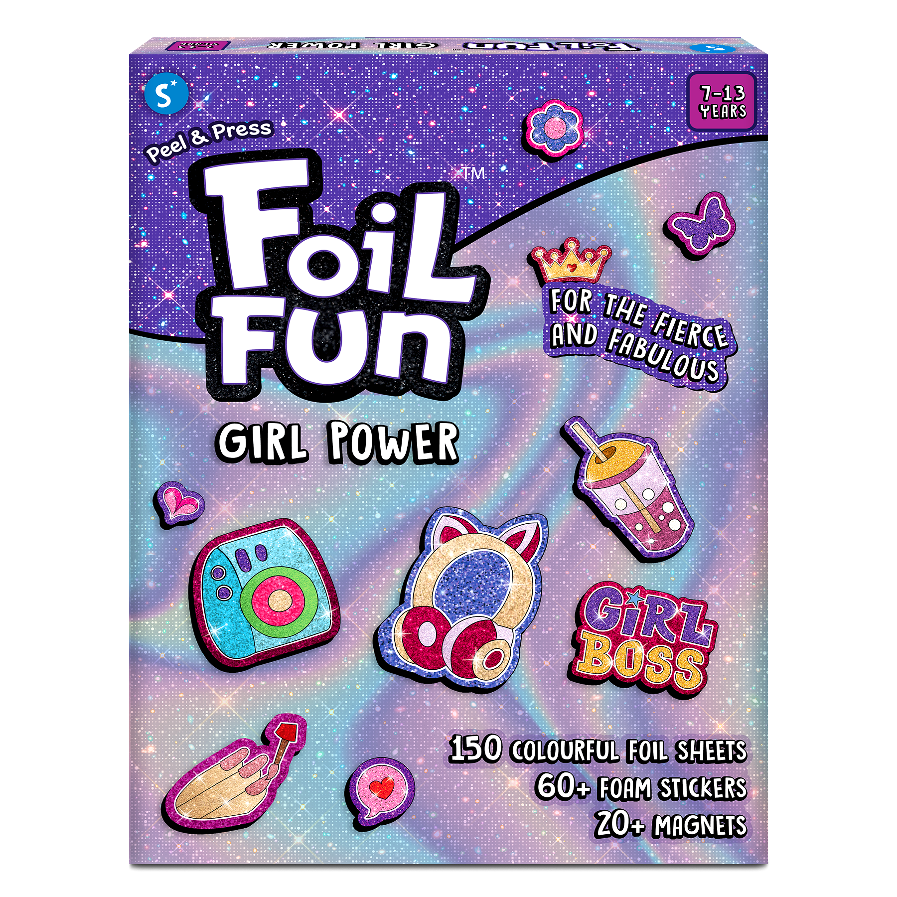 Skillmatics Foil Fun - Girl Power, 20+ DIY Foil Art Magnets, Mess-Free Craft Kit, 60+ Foam Stickers, Creative Activity for Girls, Kids, Tweens, Teens (Ages 7-13), Gifts, Travel, Party Favour