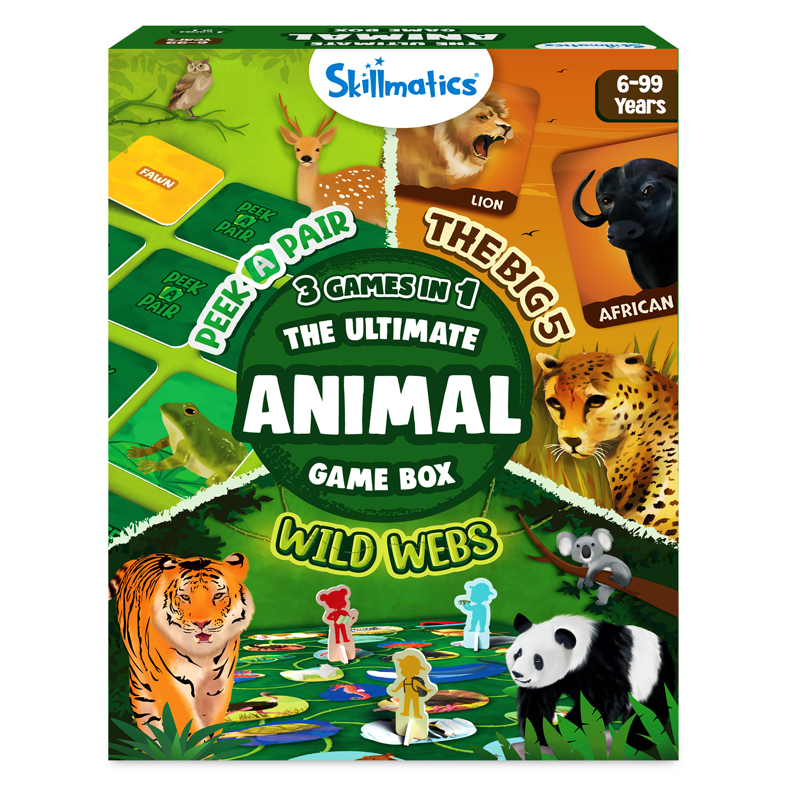 Skillmatics Ultimate Animal Game Box - 3 Games in 1, Family Friendly Games for Ages 6 and Up
